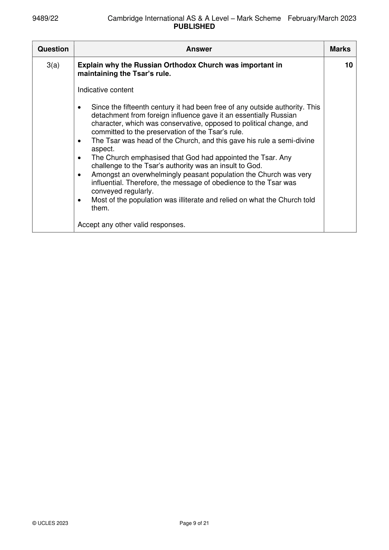 Mark scheme, page 9 of 21