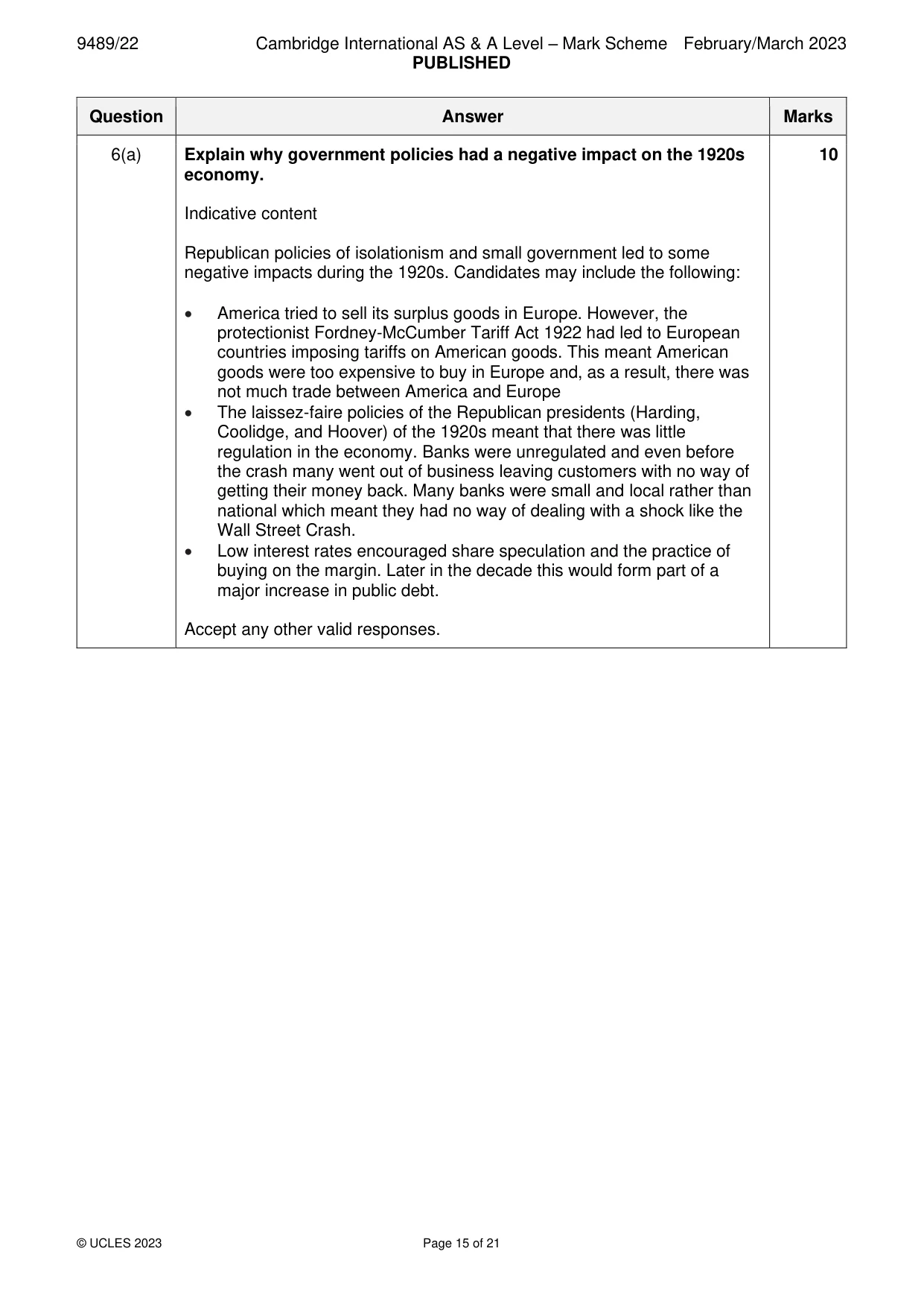 Mark scheme, page 15 of 21