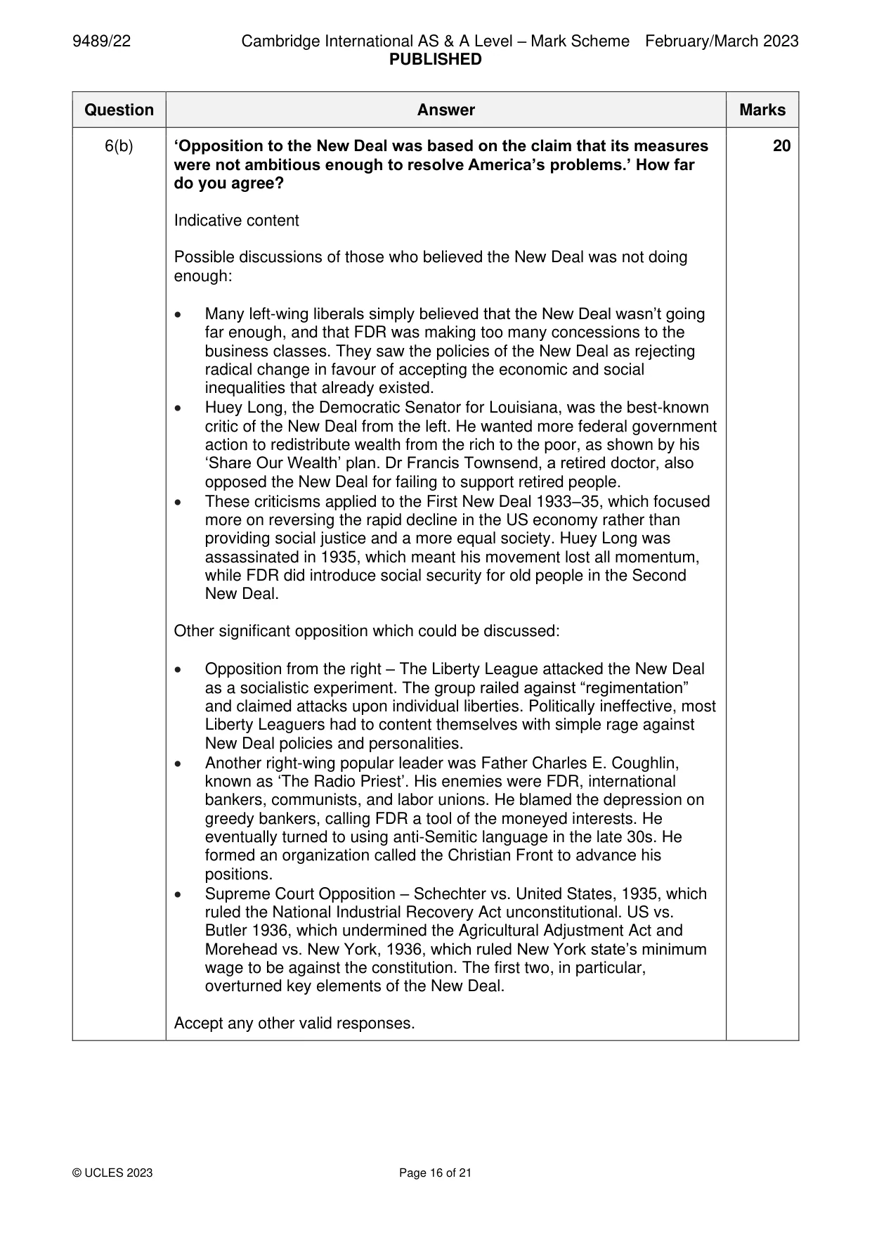 Mark scheme, page 16 of 21