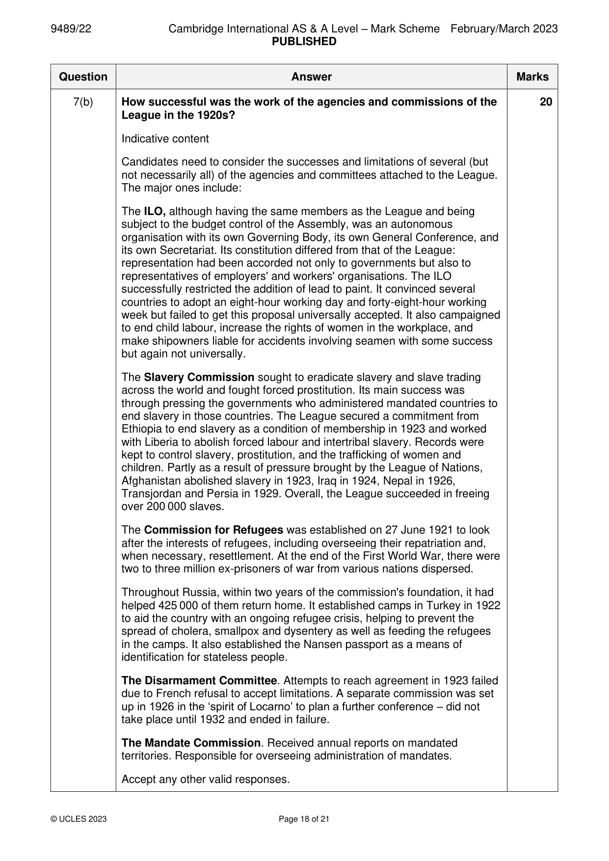 Mark scheme, page 18 of 21