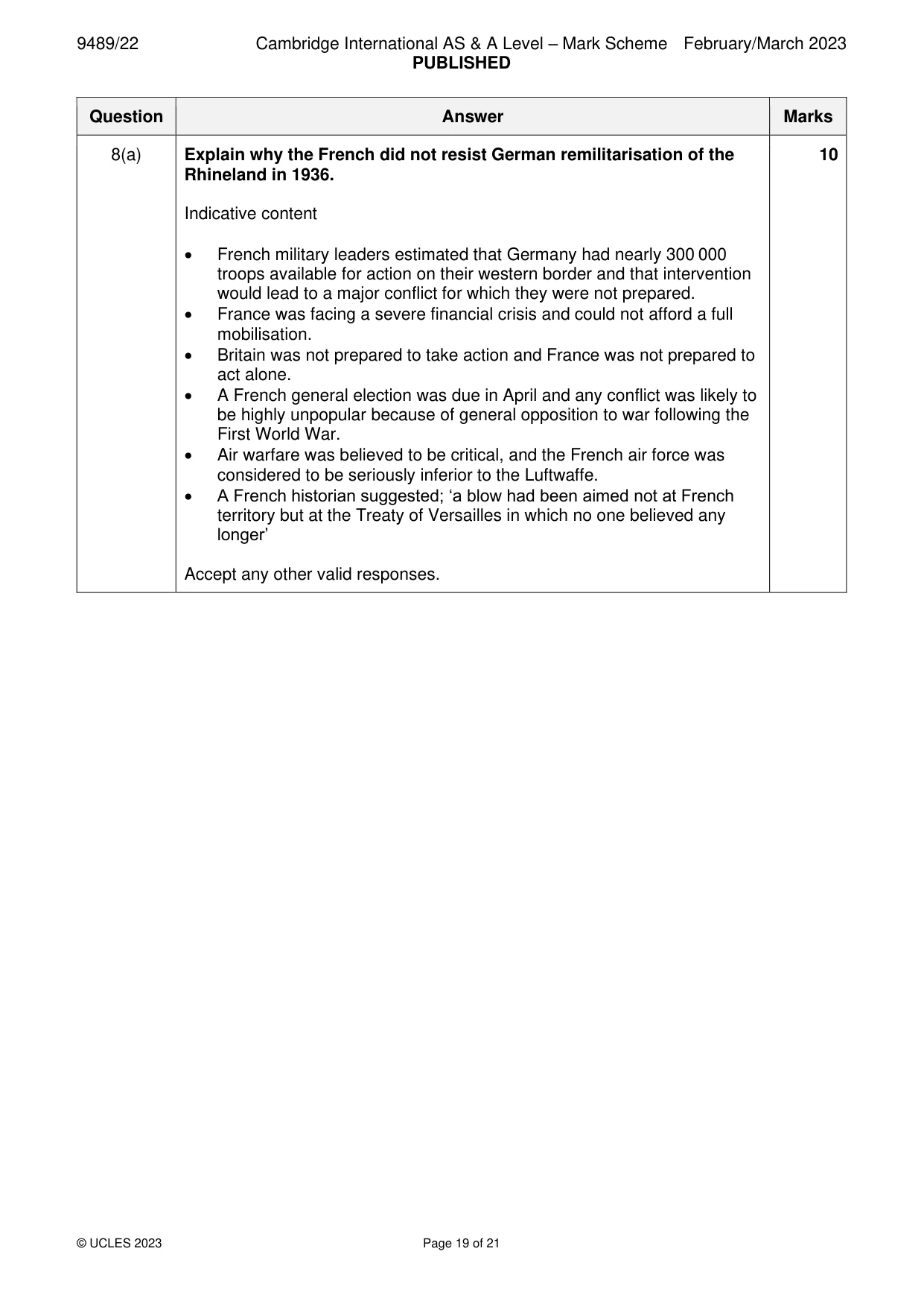 Mark scheme, page 19 of 21