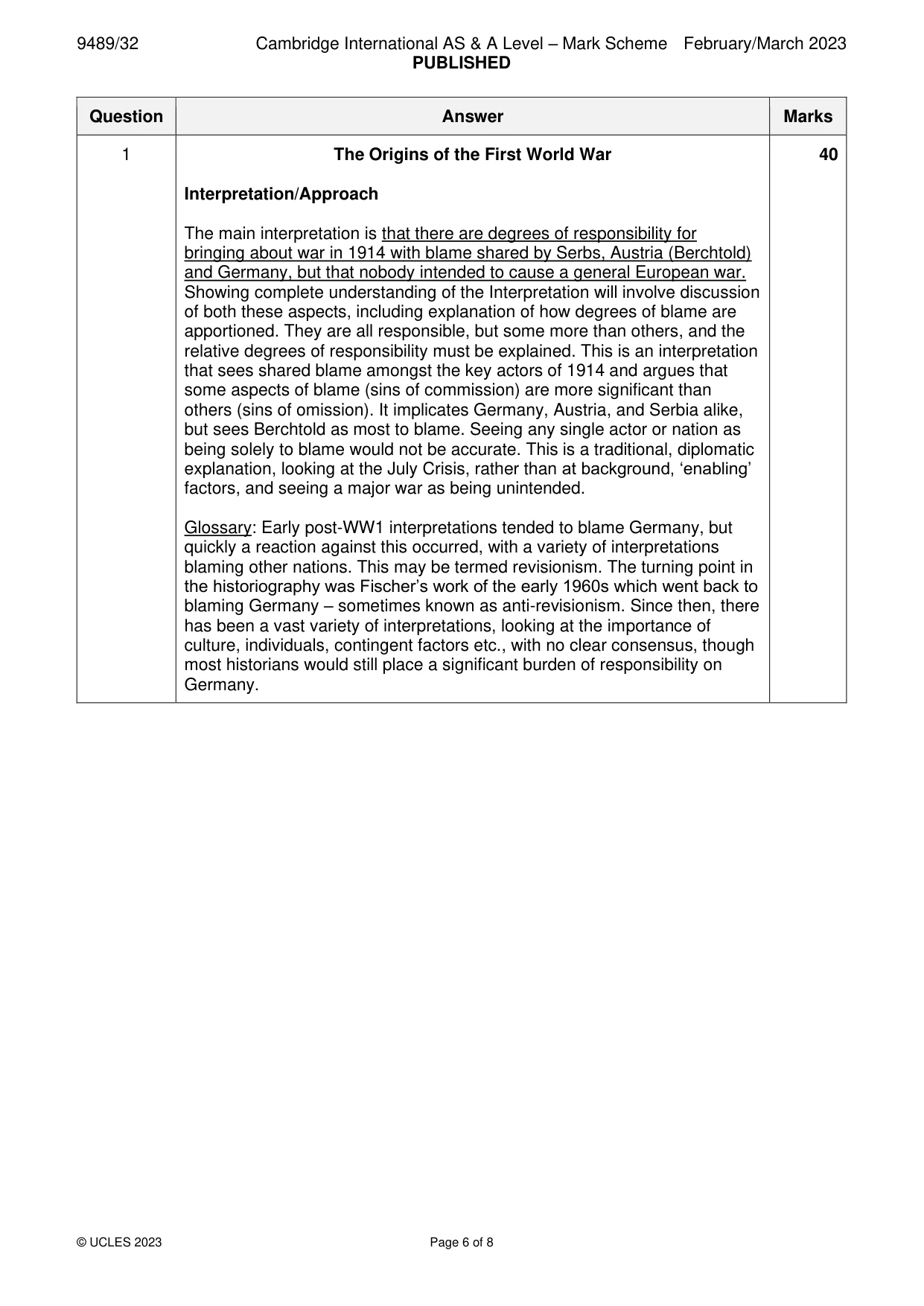 Mark scheme, page 6 of 8