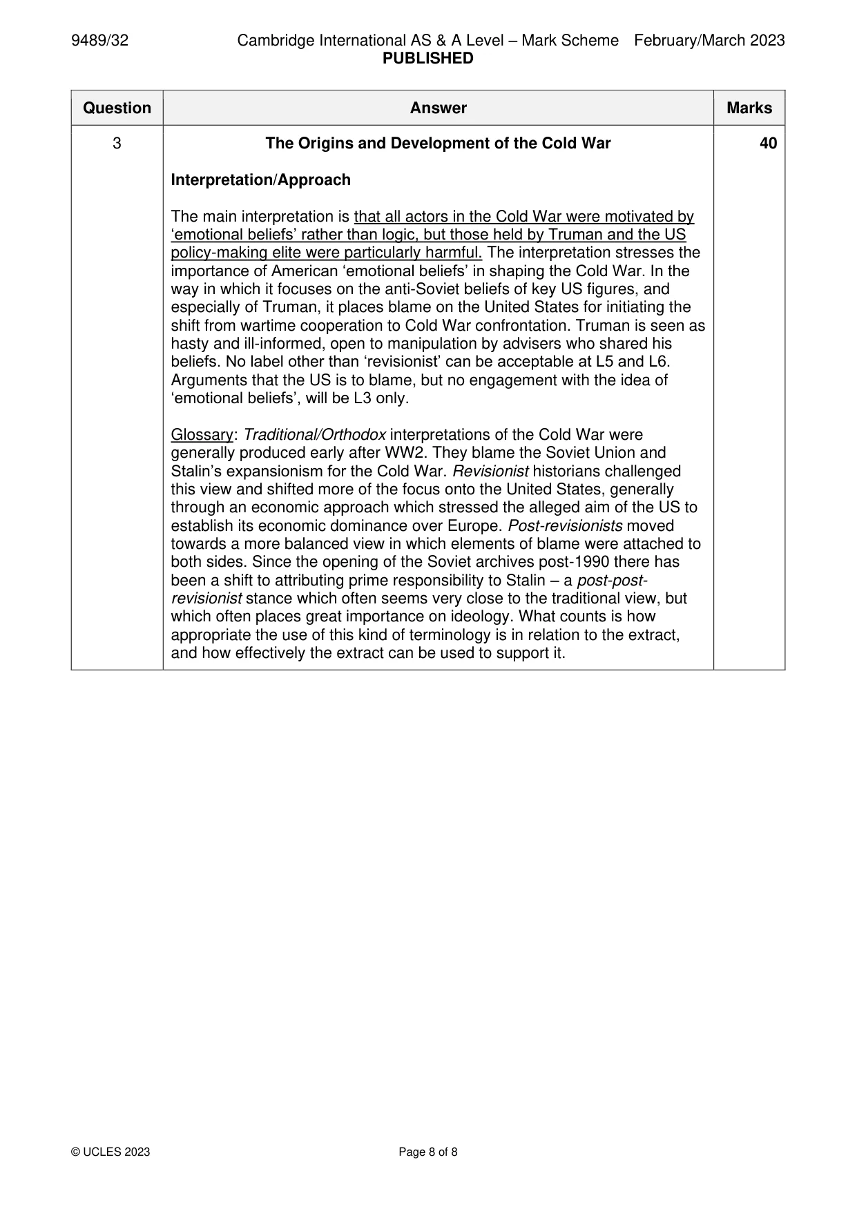 Mark scheme, page 8 of 8