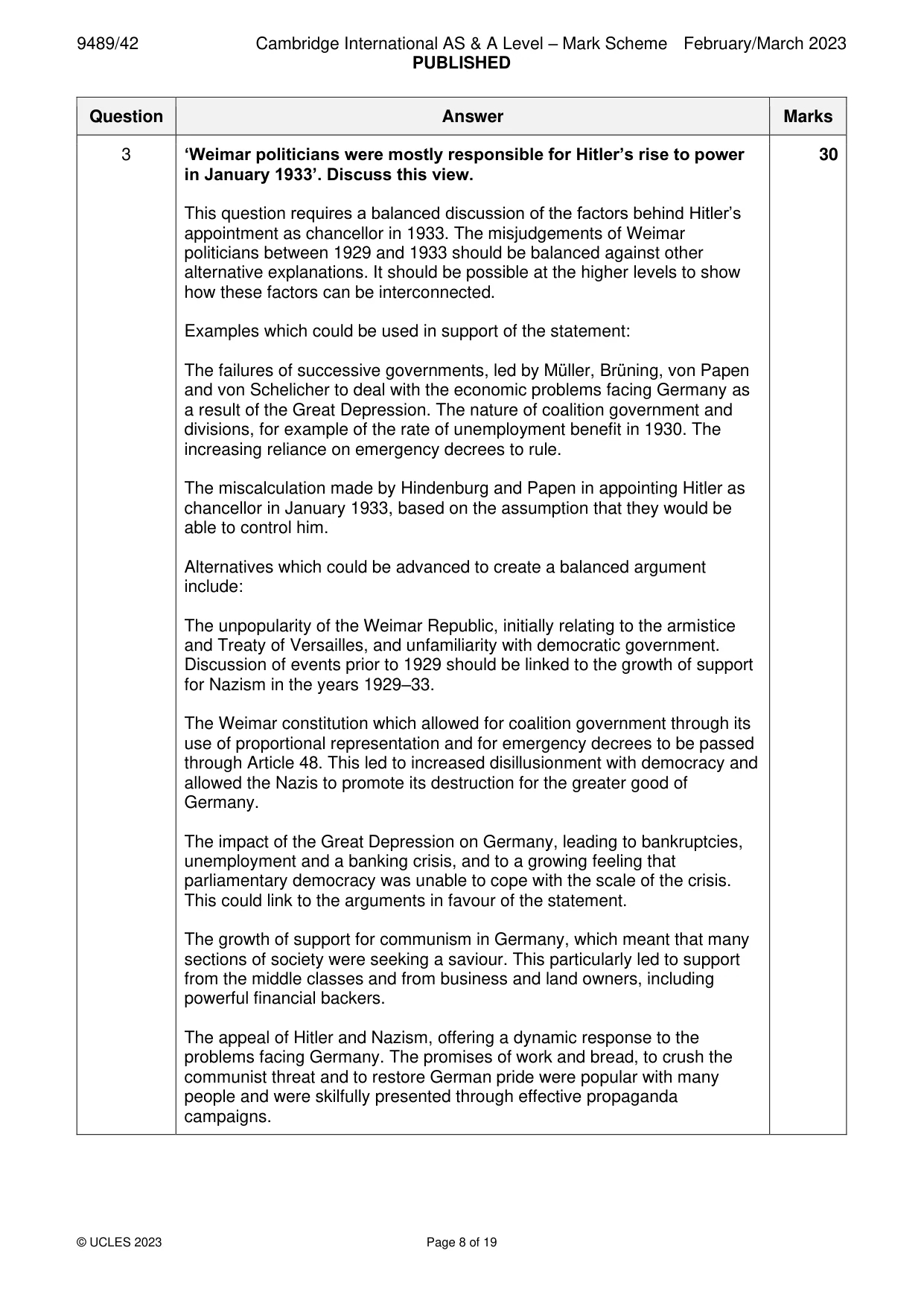 Mark scheme, page 8 of 19