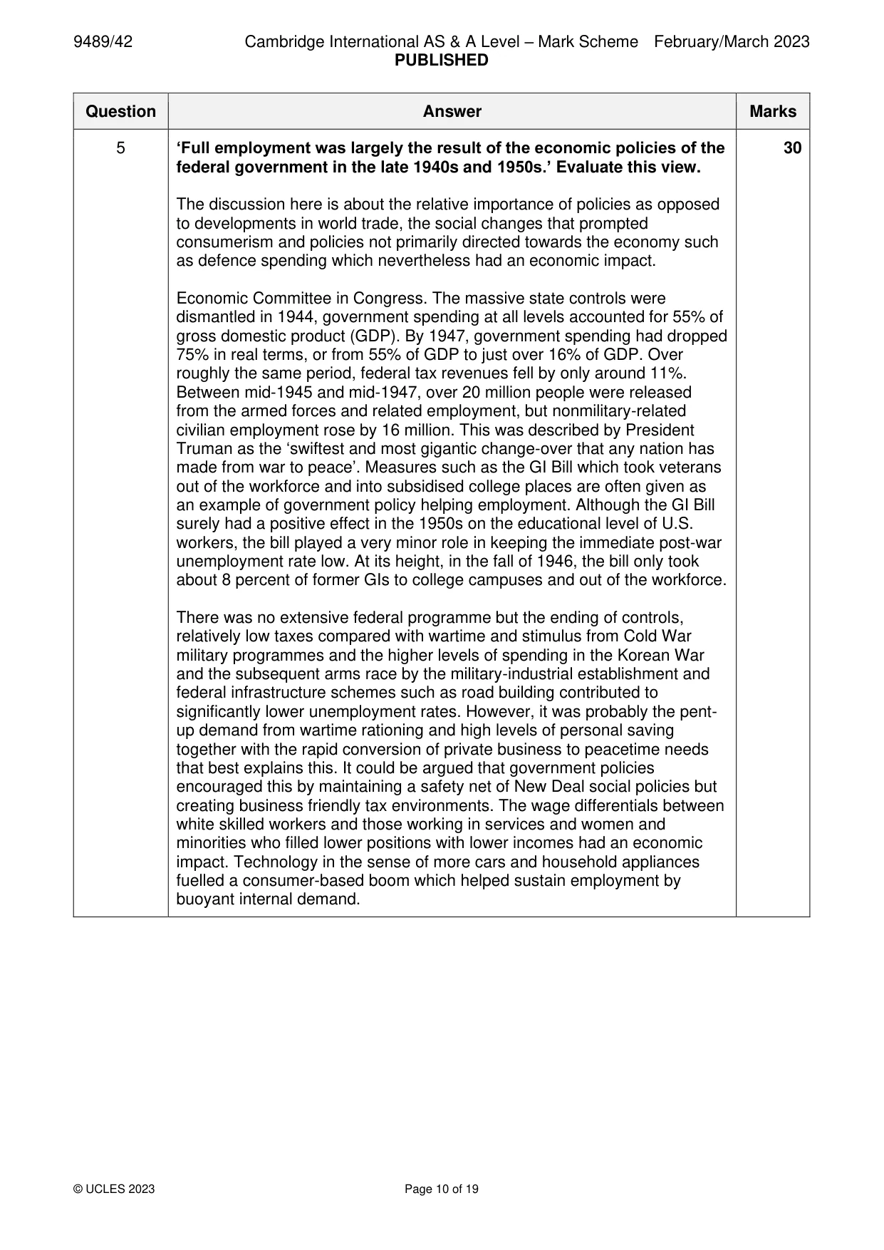 Mark scheme, page 10 of 19