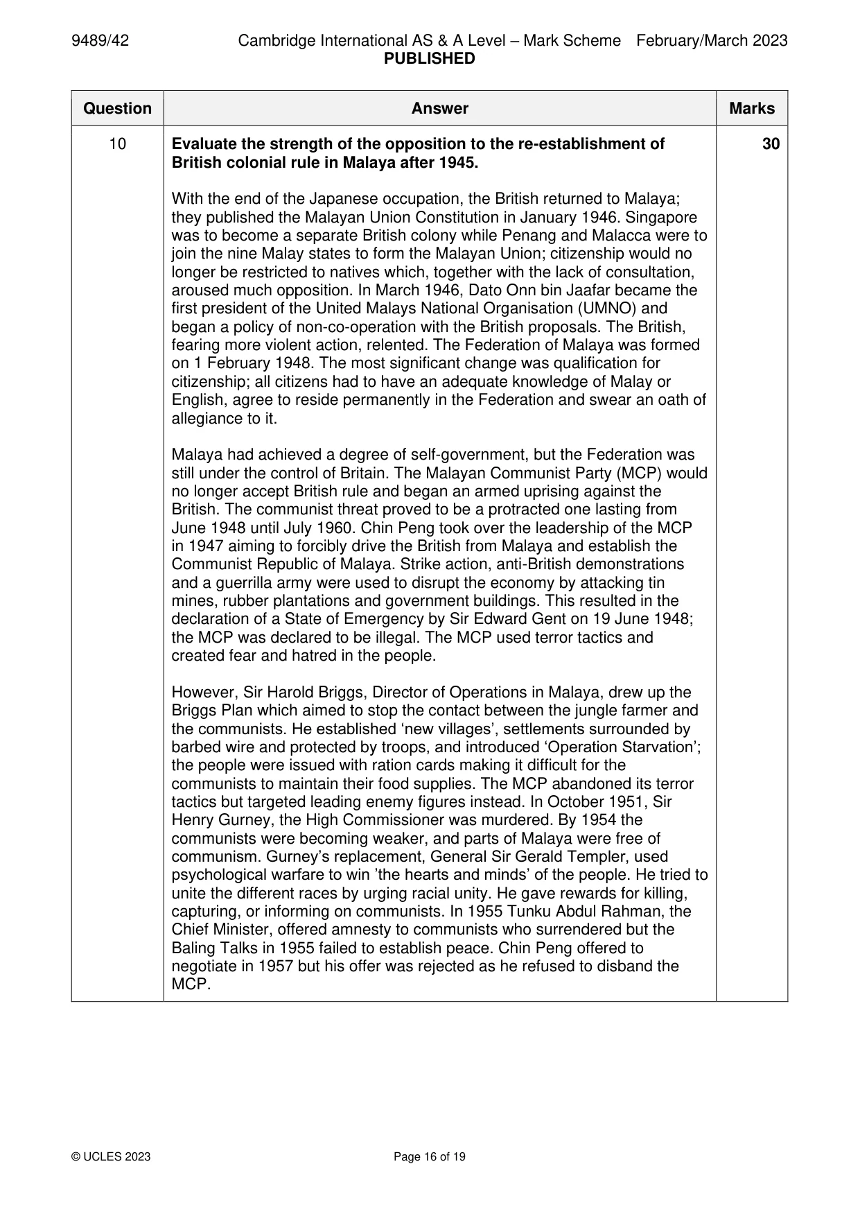 Mark scheme, page 16 of 19