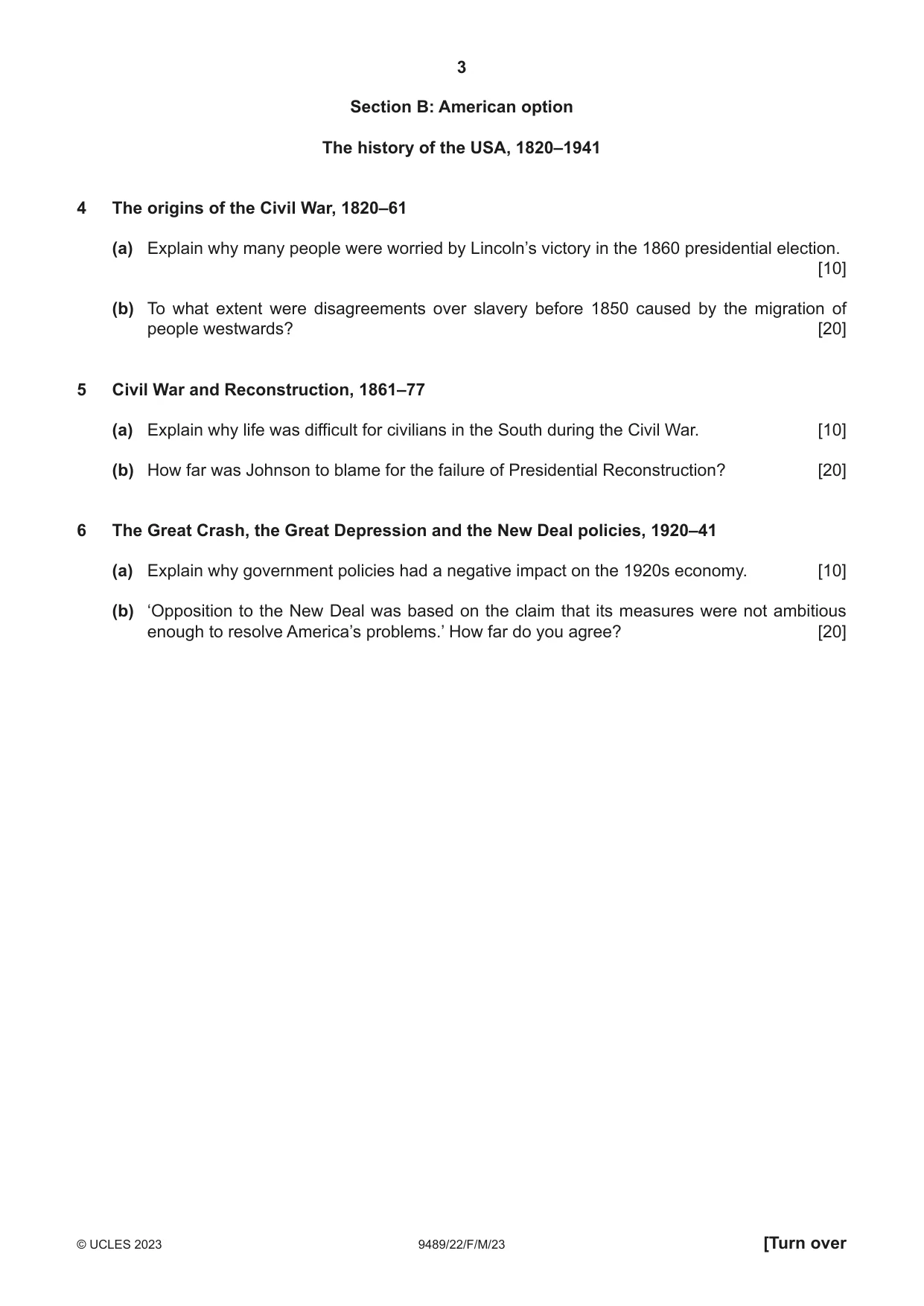 Cambridge A Level History 9489 2023 Feb/March Paper 2 · Variant 2 question paper, page 3 of 4