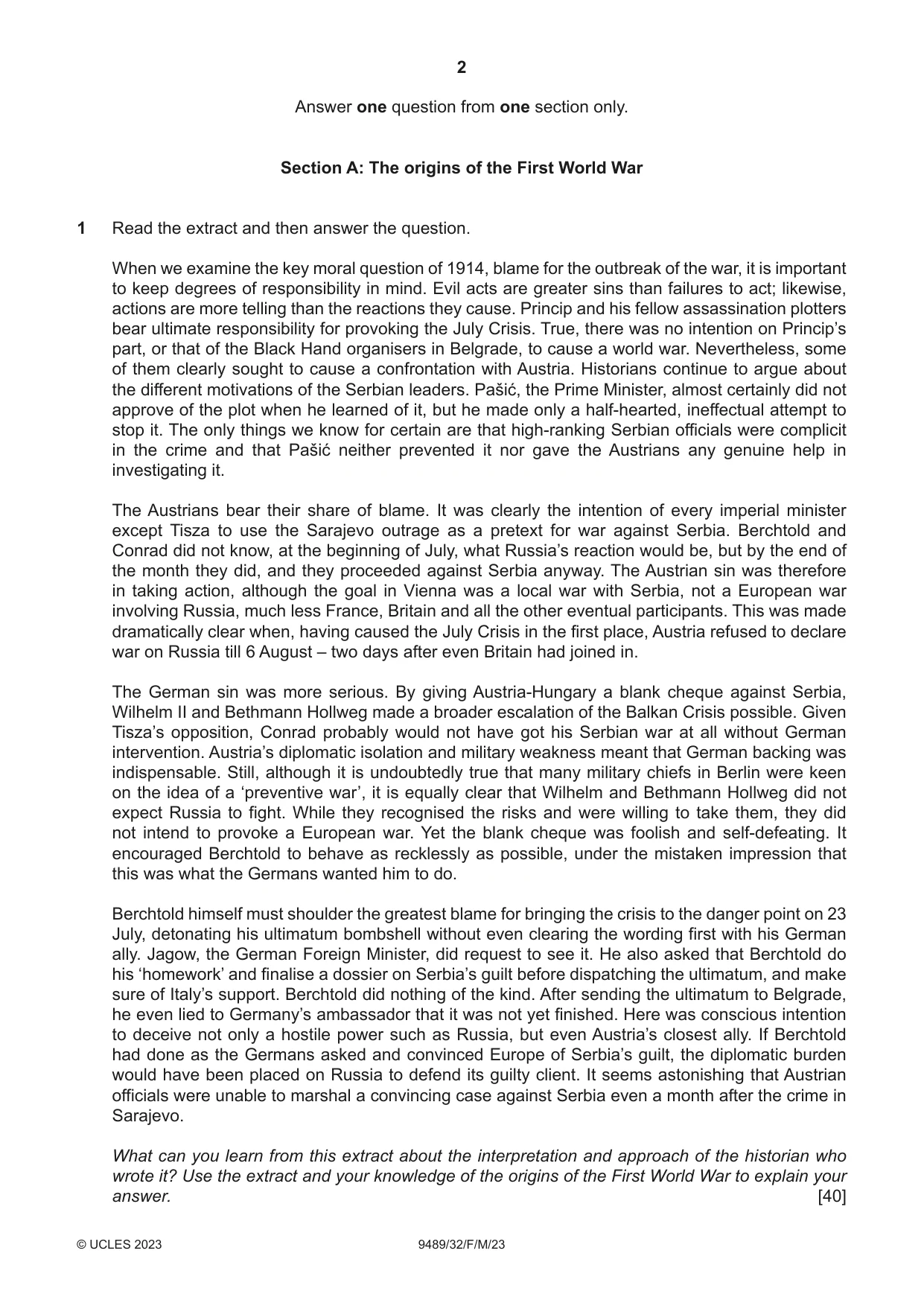 Cambridge A Level History 9489 2023 Feb/March Paper 3 · Variant 2 question paper, page 2 of 4