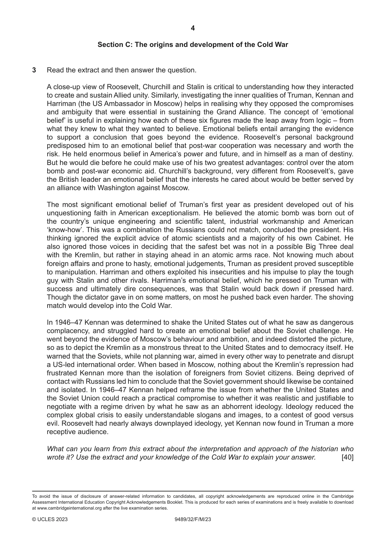 Cambridge A Level History 9489 2023 Feb/March Paper 3 · Variant 2 question paper, page 4 of 4