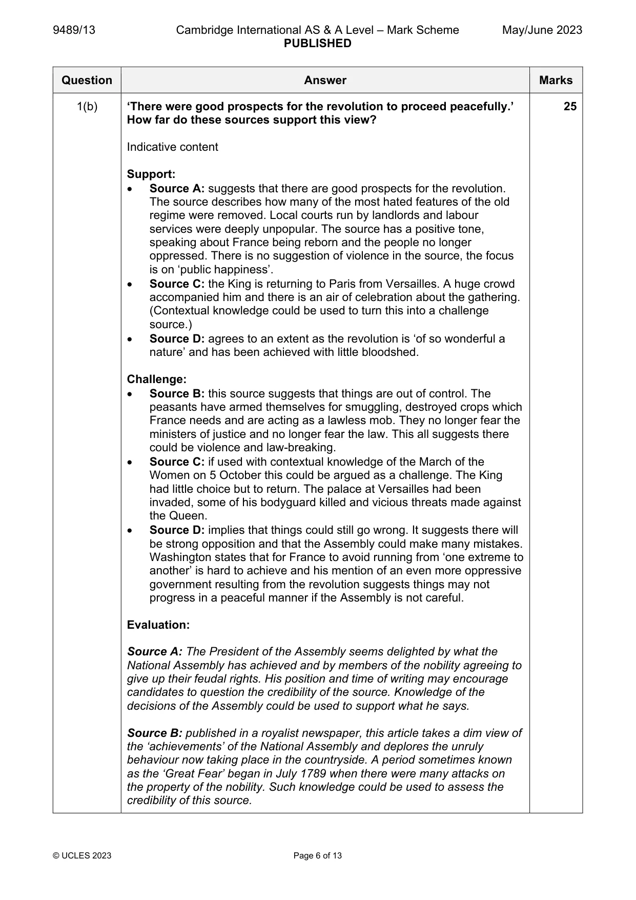 Mark scheme, page 6 of 13