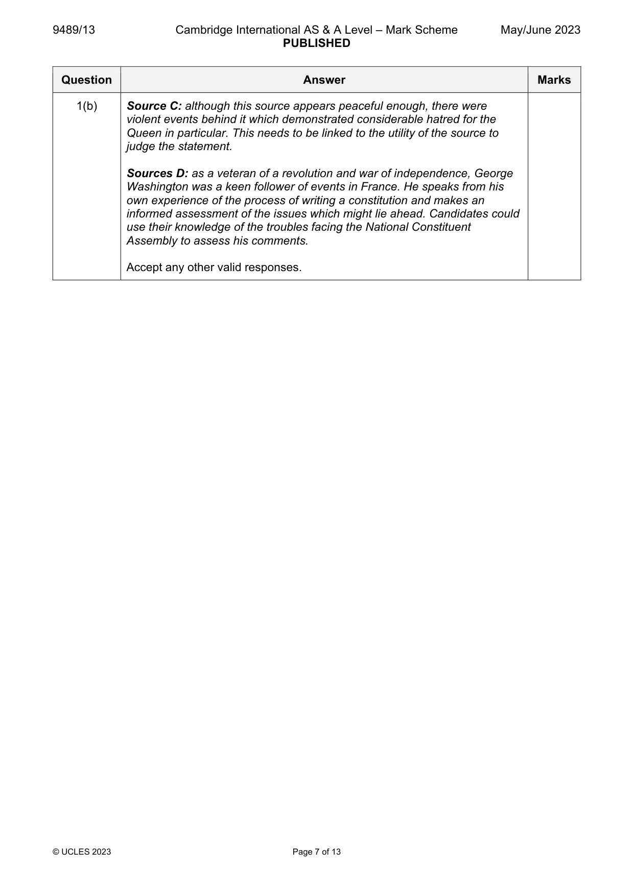 Mark scheme, page 7 of 13