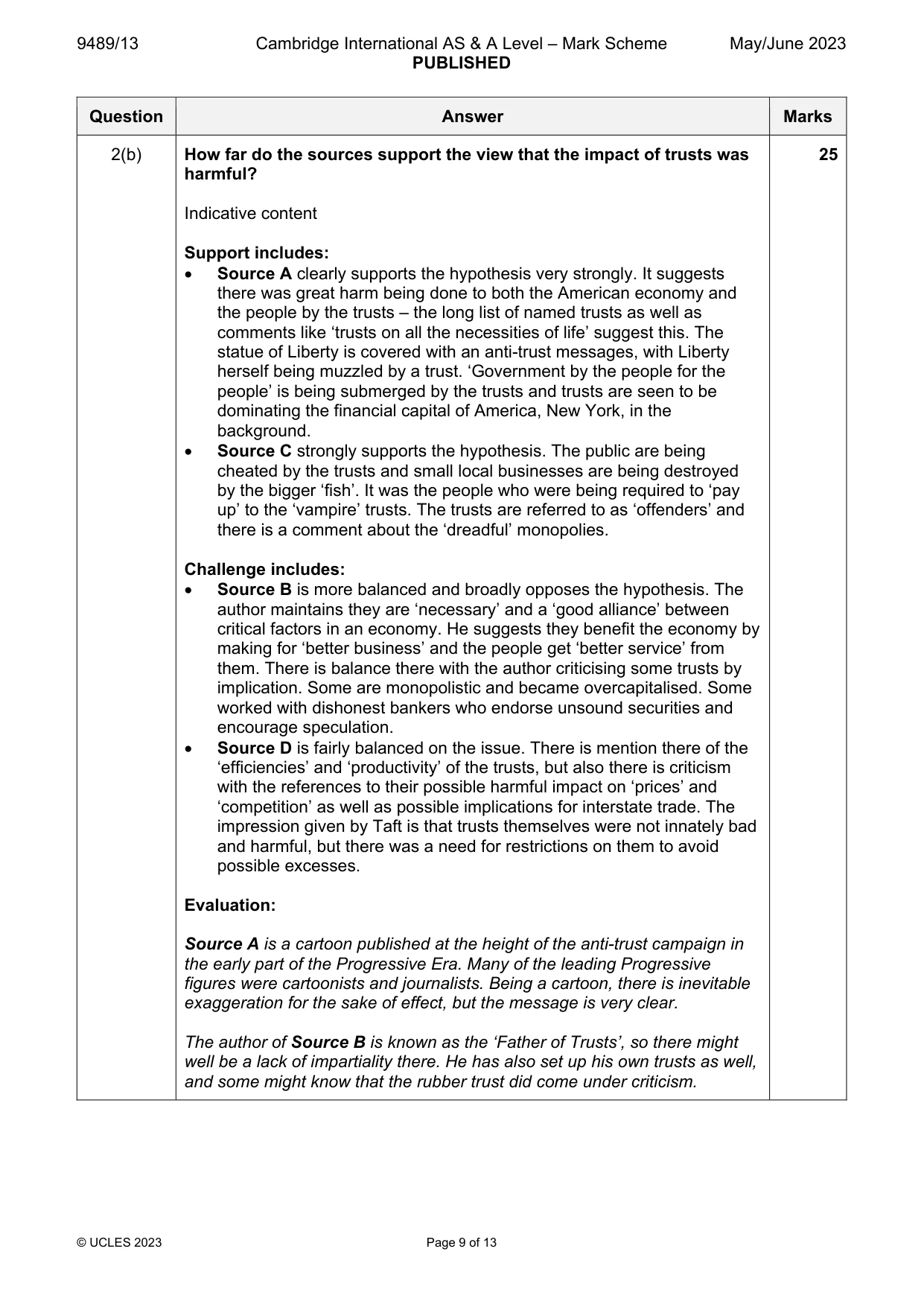 Mark scheme, page 9 of 13
