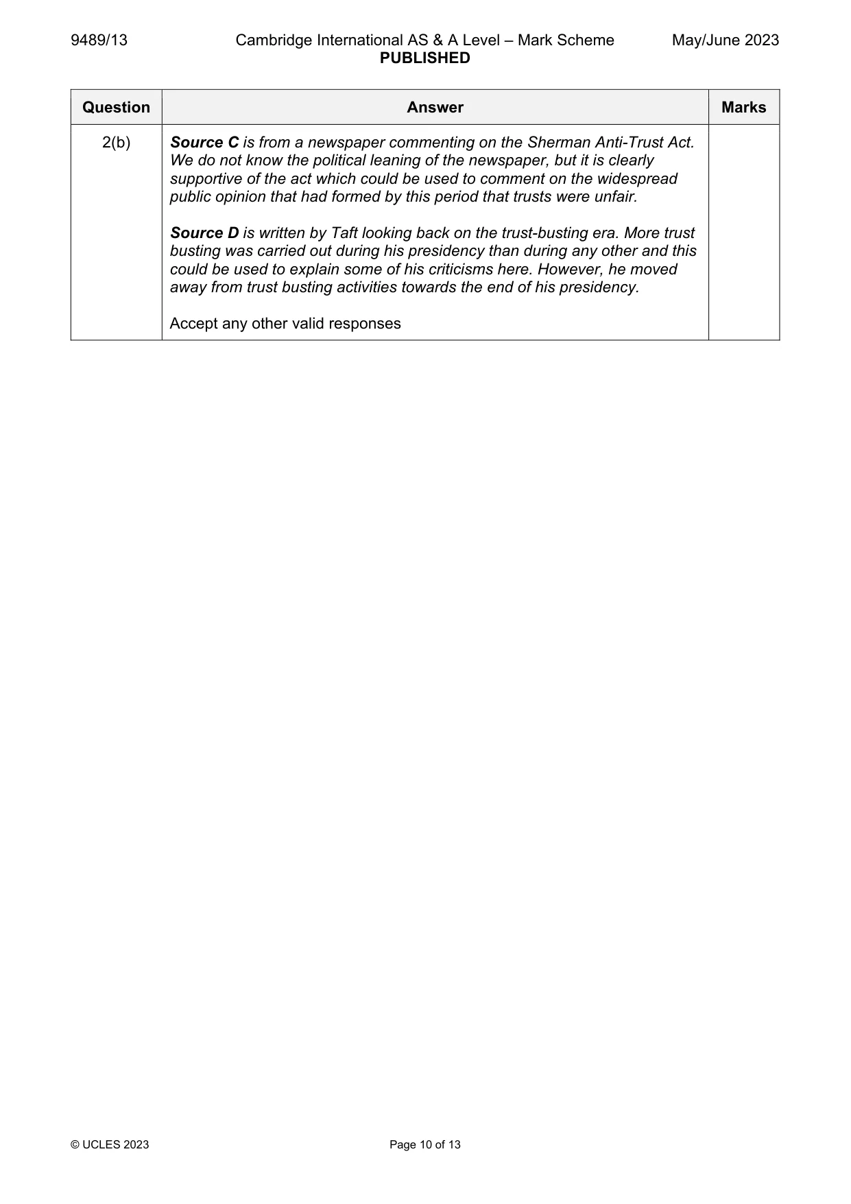 Mark scheme, page 10 of 13