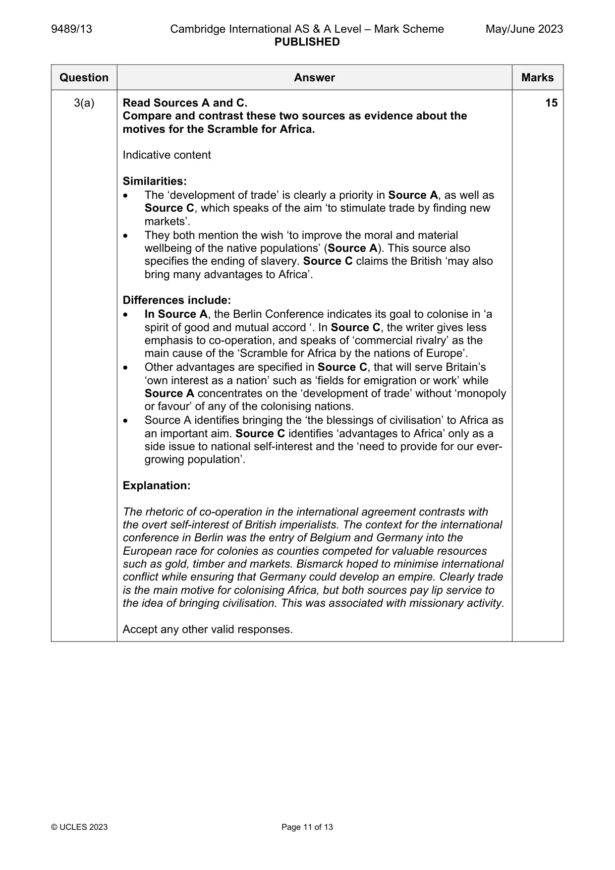 Mark scheme, page 11 of 13