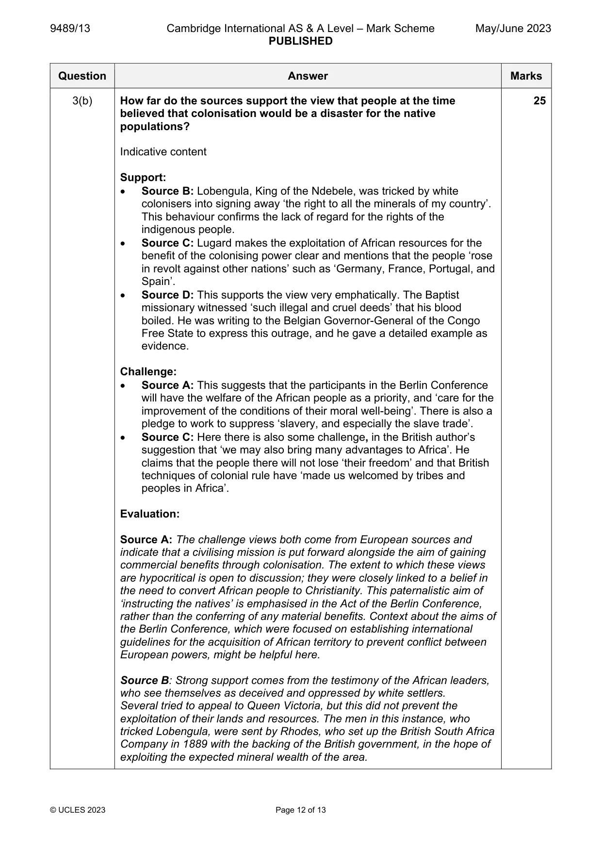 Mark scheme, page 12 of 13