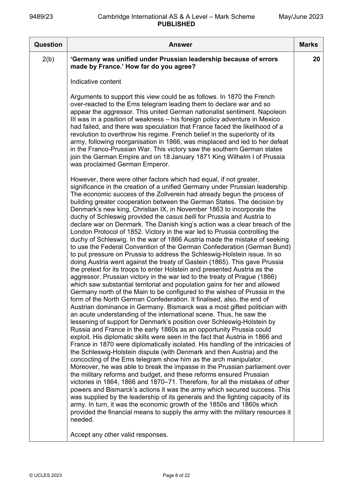 Mark scheme, page 8 of 22