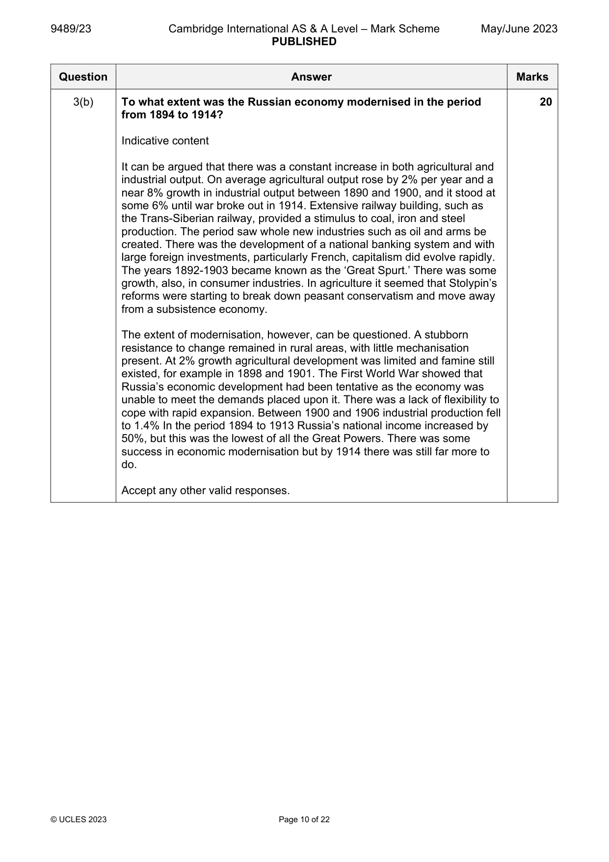 Mark scheme, page 10 of 22