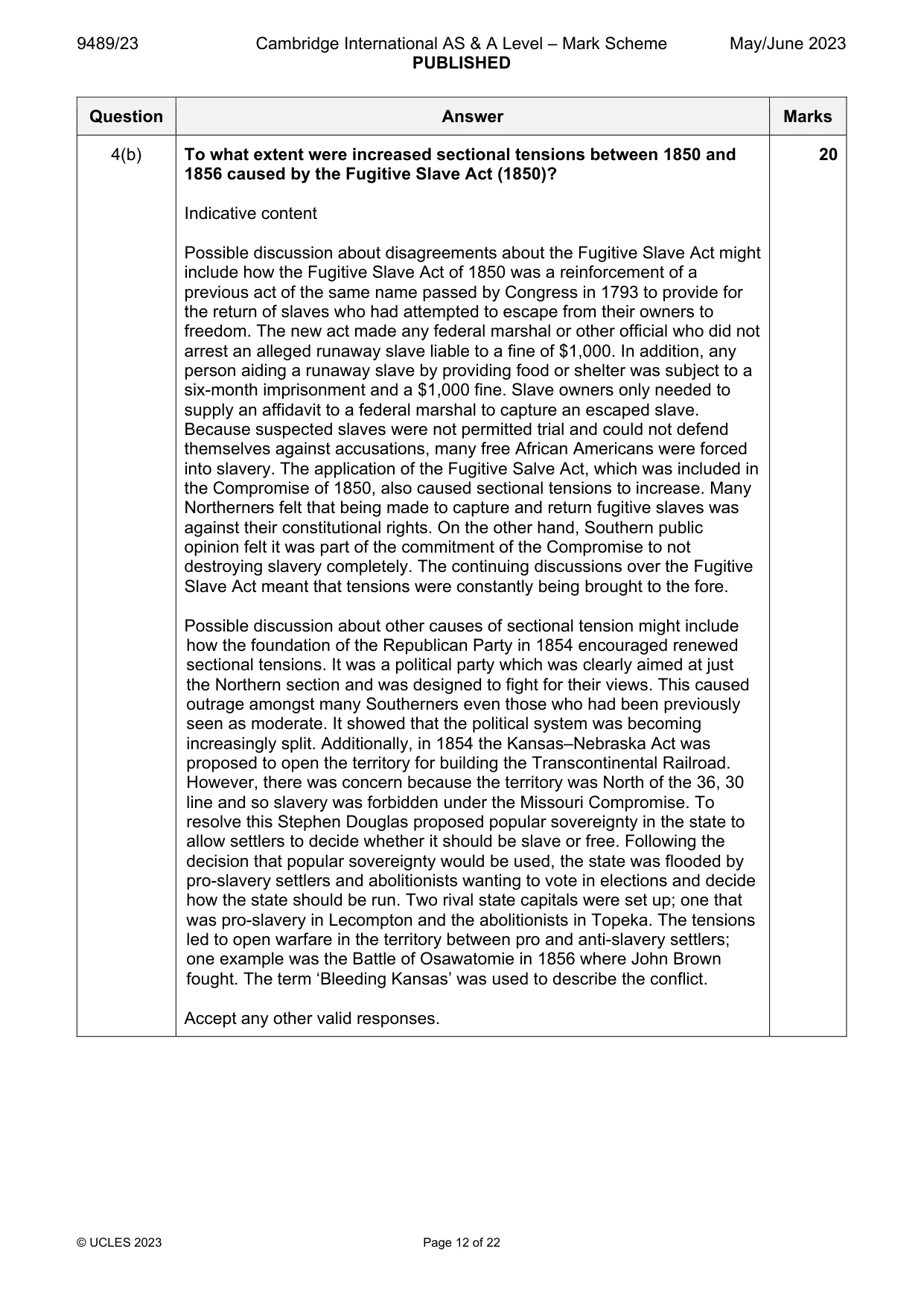 Mark scheme, page 12 of 22
