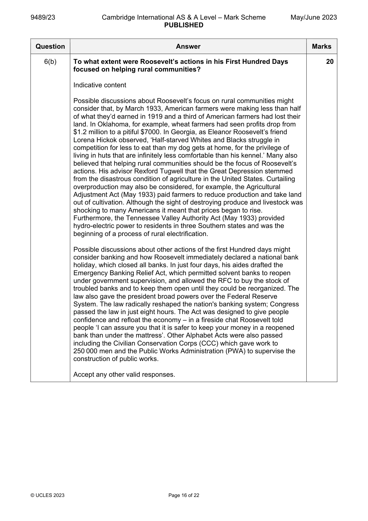 Mark scheme, page 16 of 22