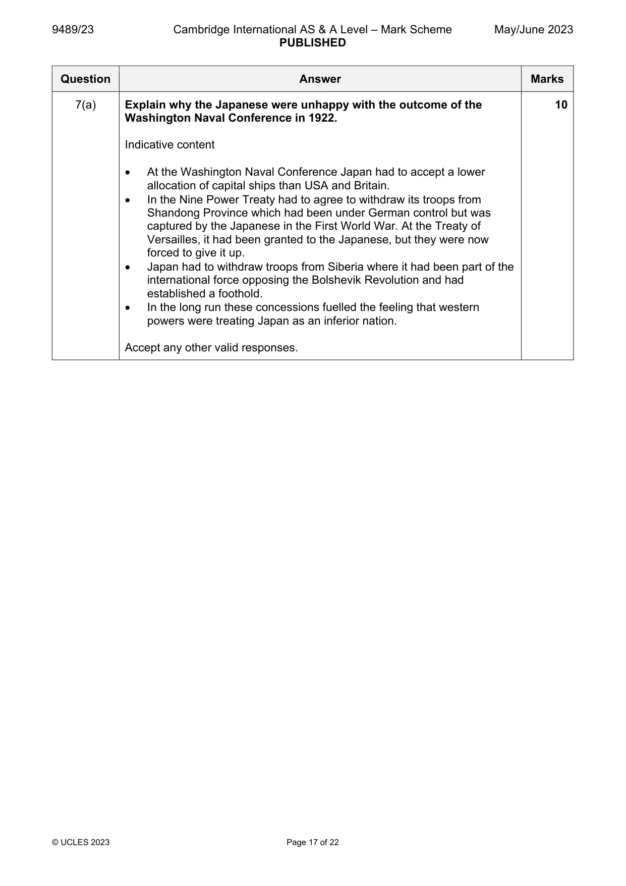 Mark scheme, page 17 of 22