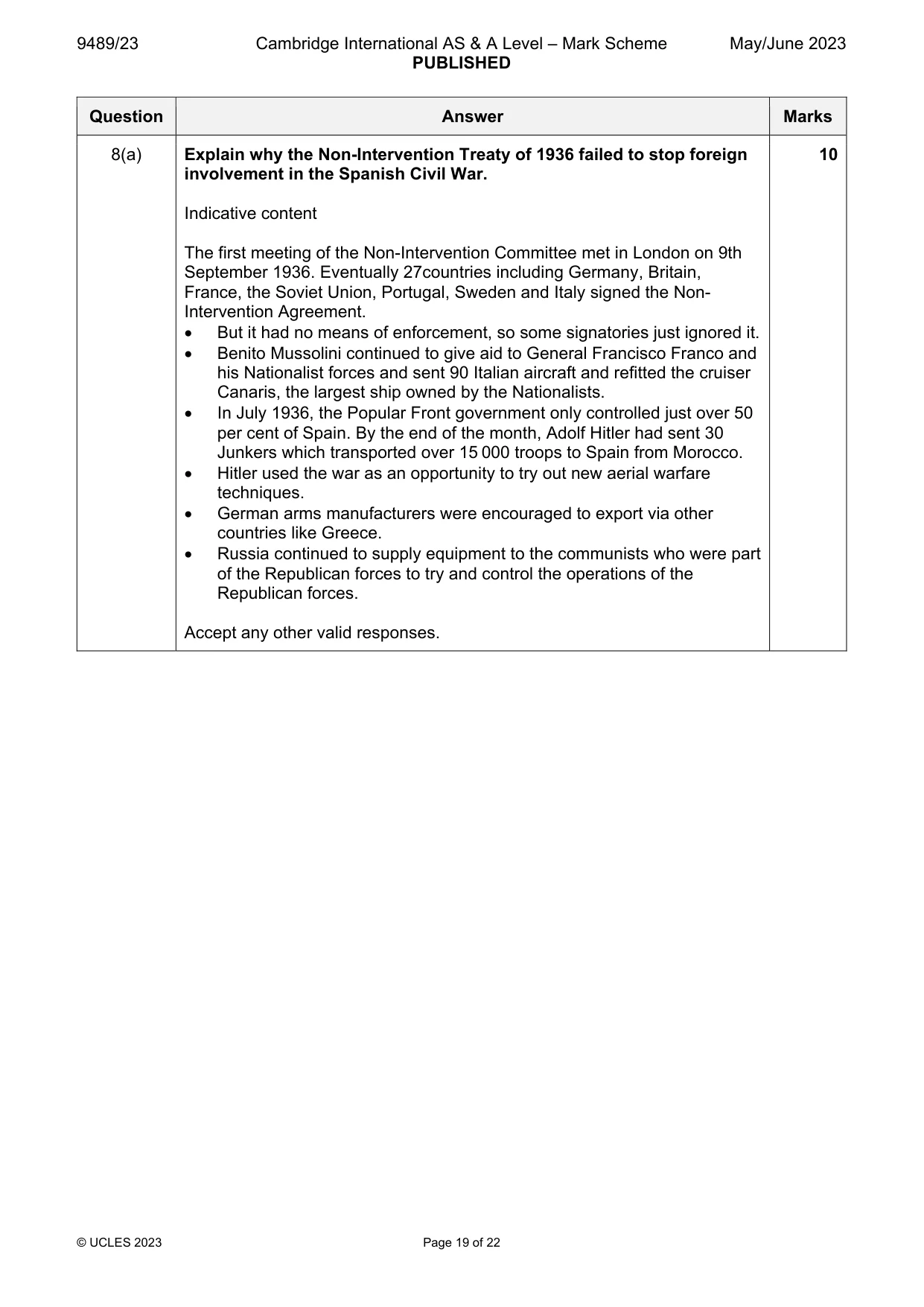 Mark scheme, page 19 of 22