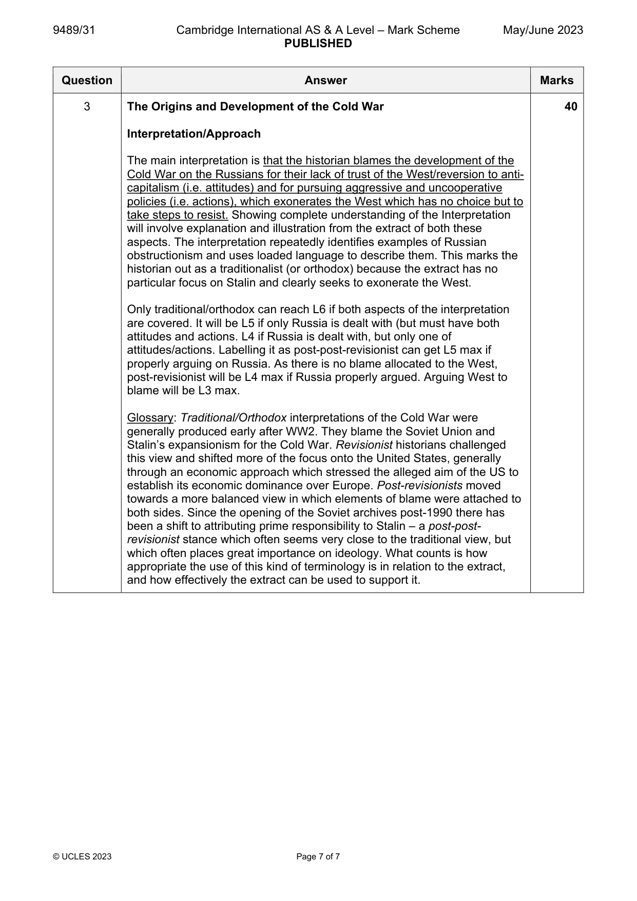 Mark scheme, page 7 of 7