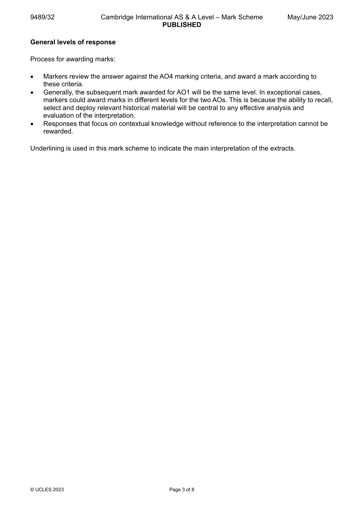 Mark scheme, page 3 of 8