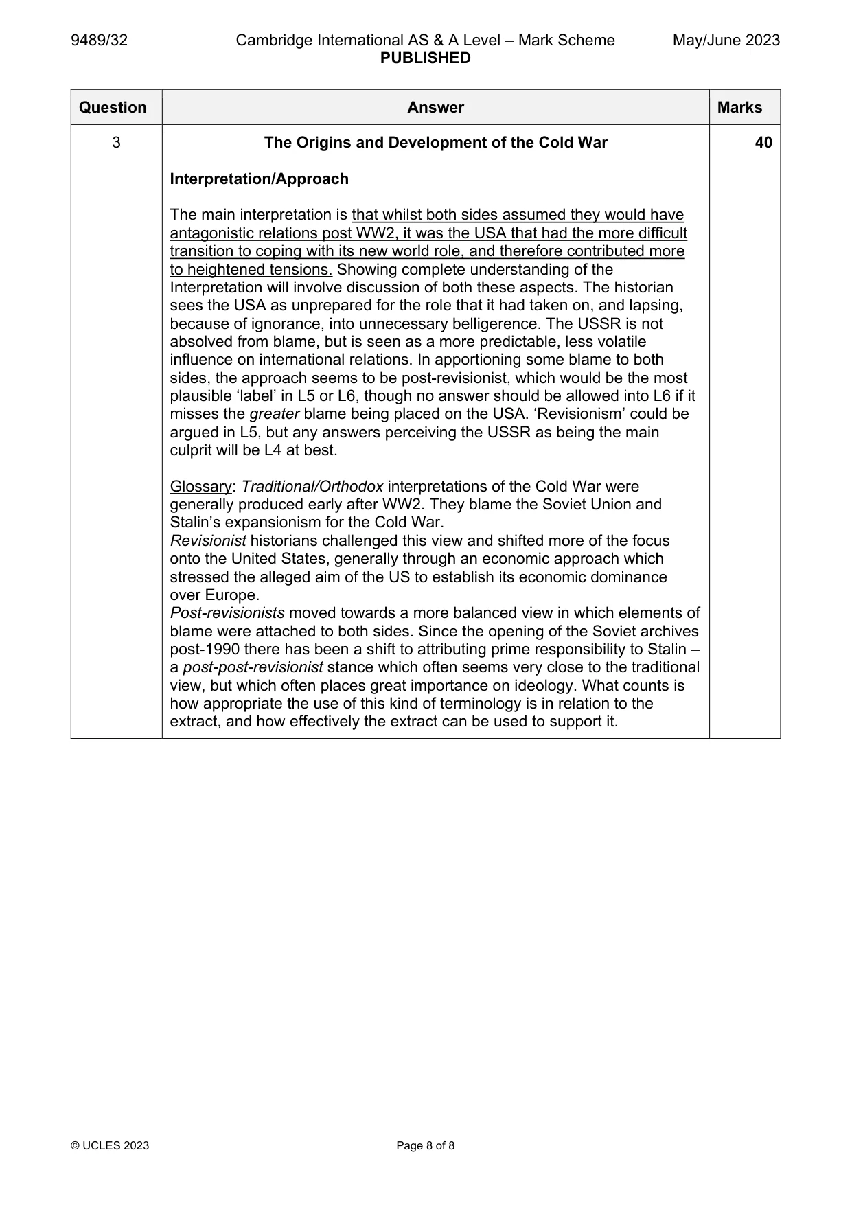 Mark scheme, page 8 of 8