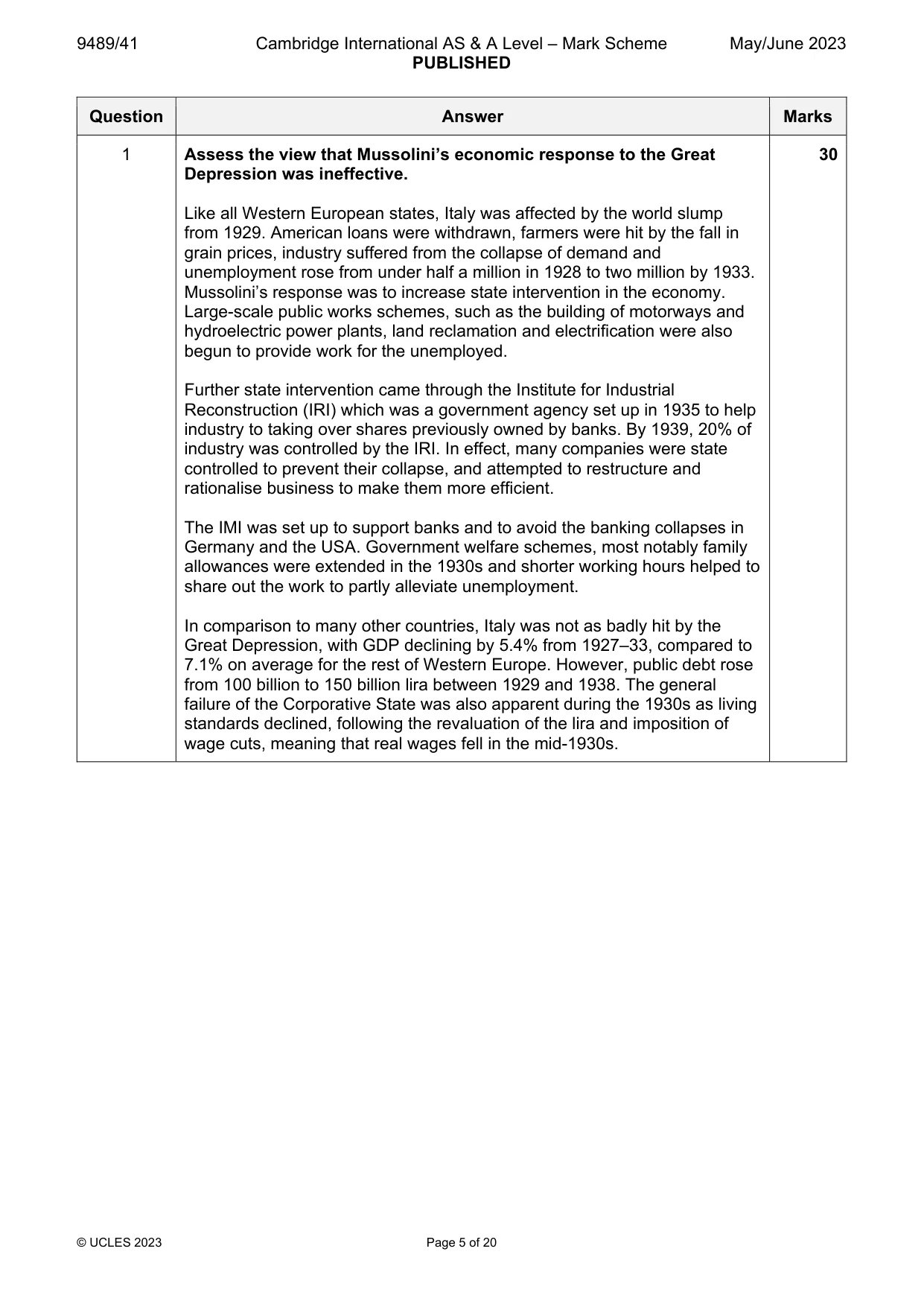 Mark scheme, page 5 of 20