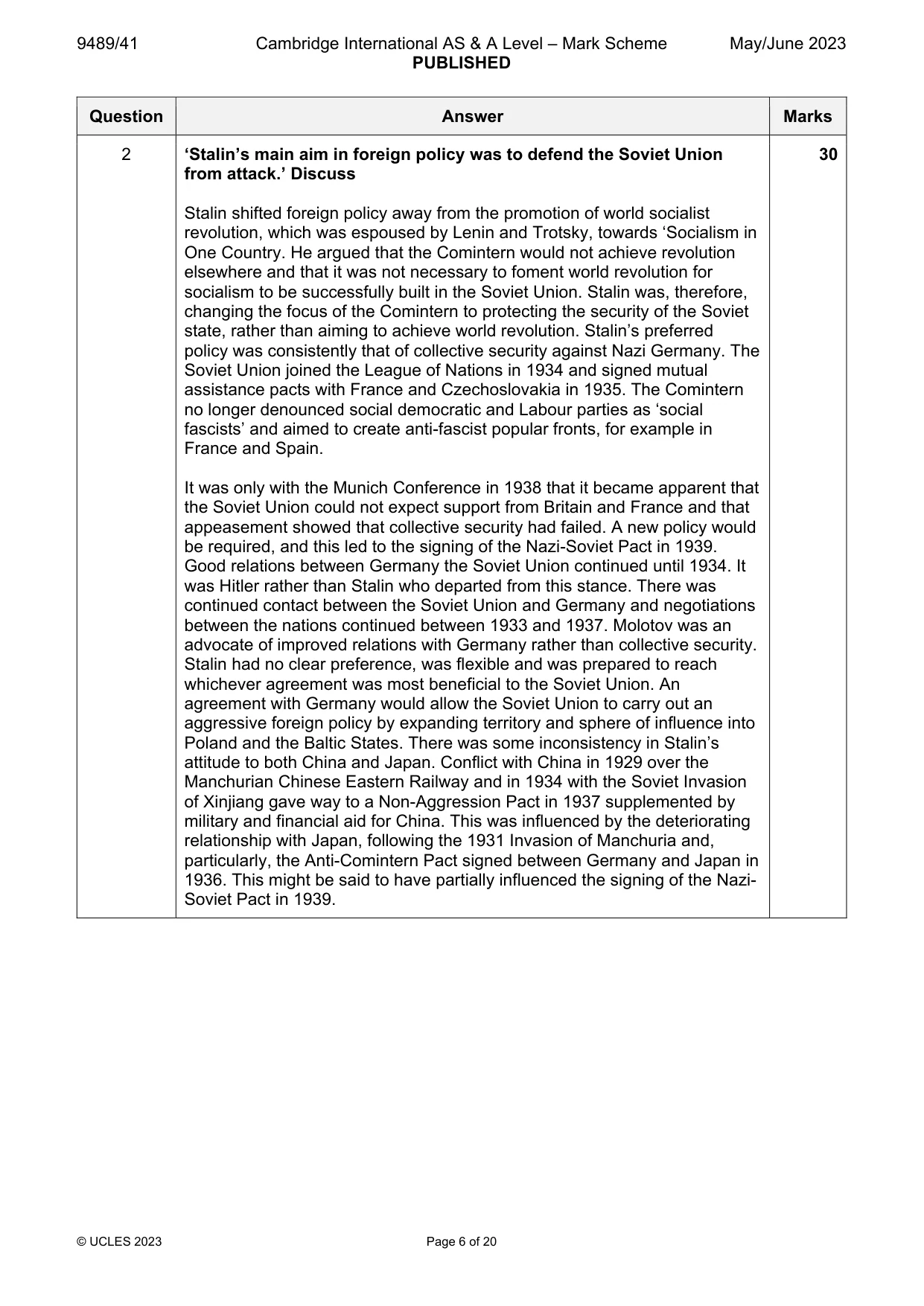 Mark scheme, page 6 of 20