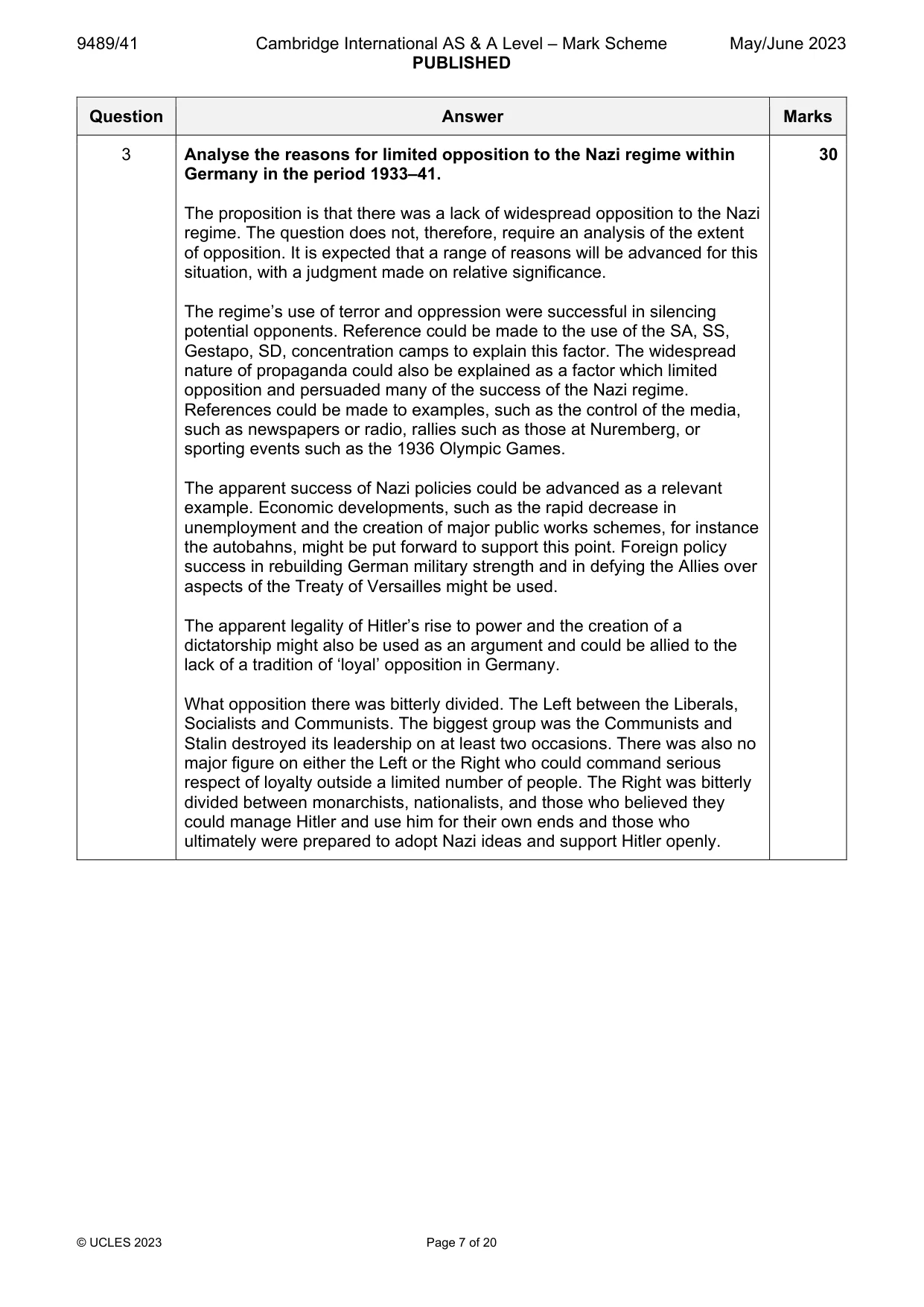 Mark scheme, page 7 of 20