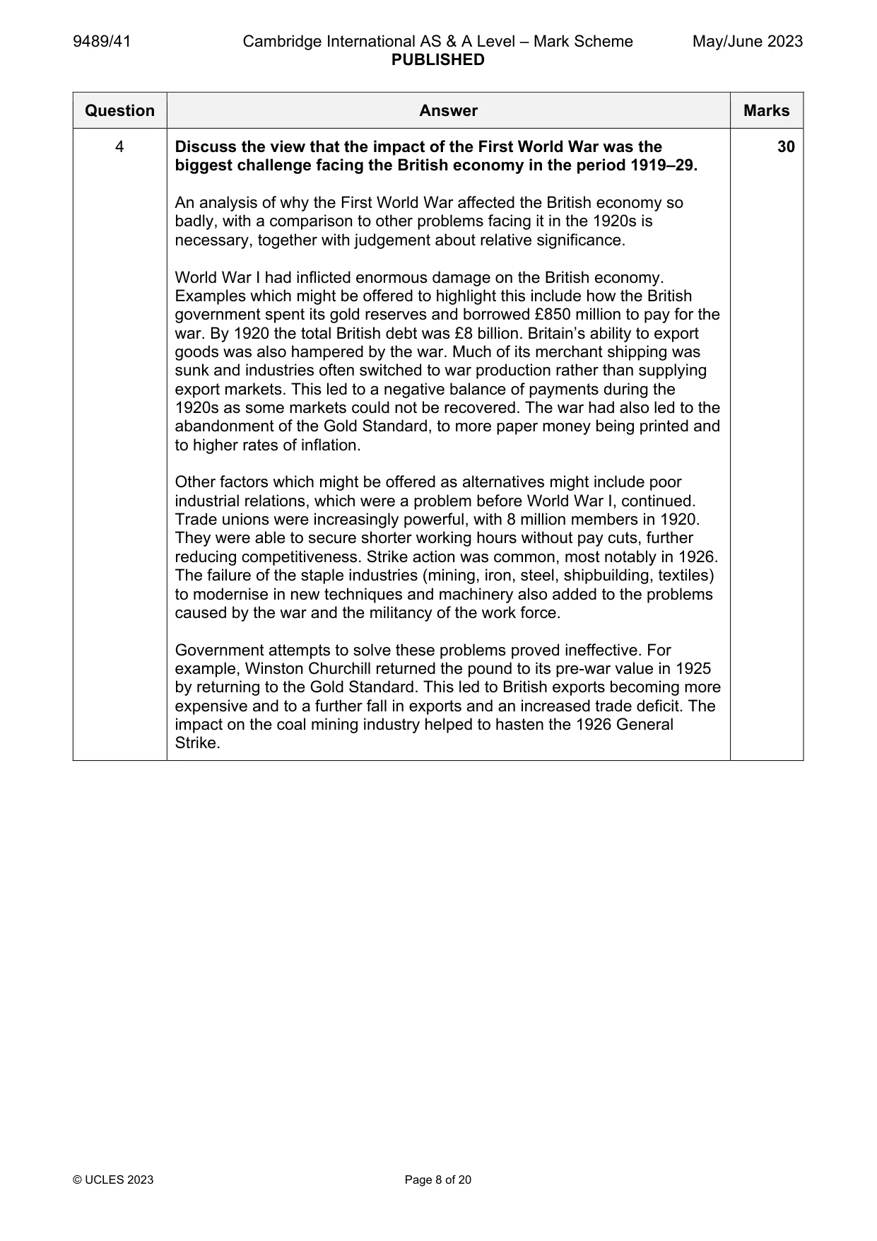 Mark scheme, page 8 of 20