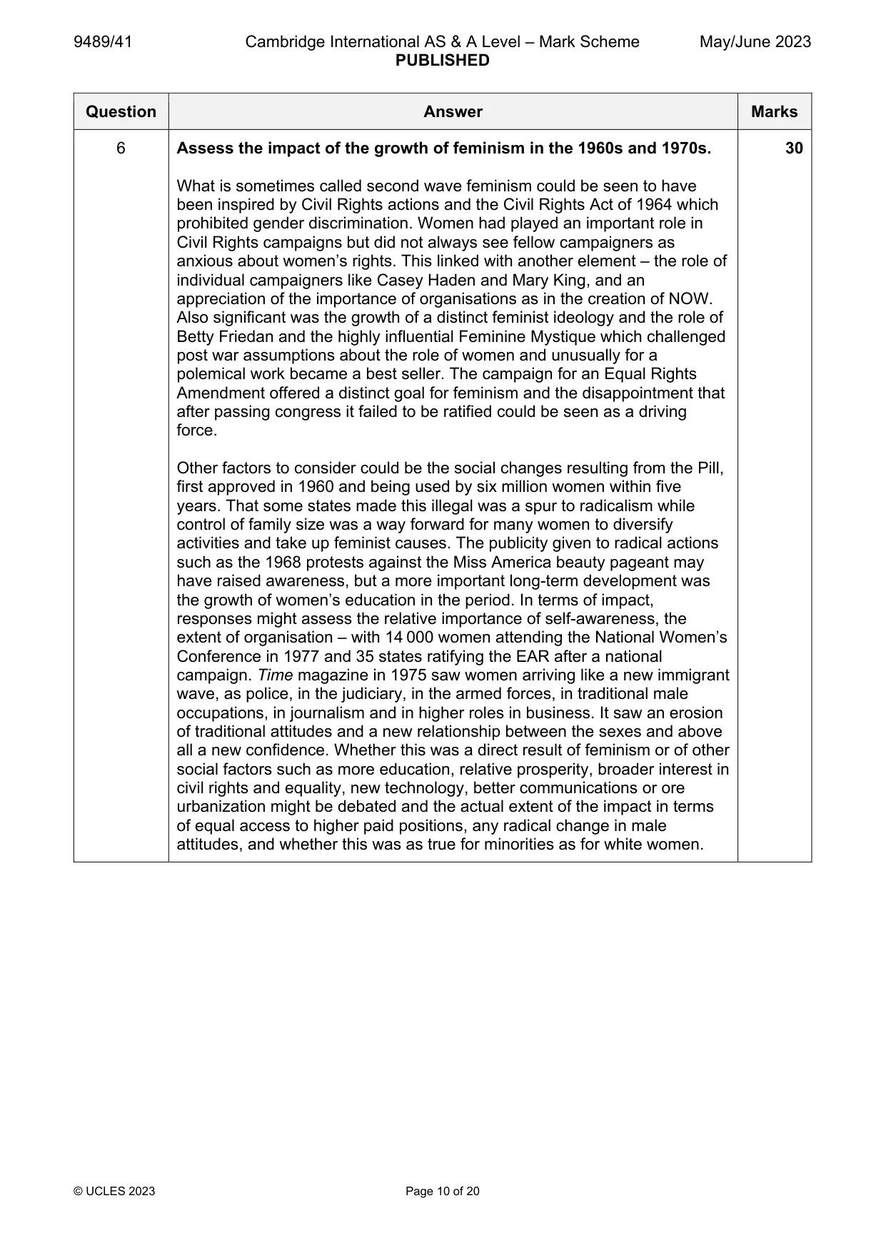 Mark scheme, page 10 of 20