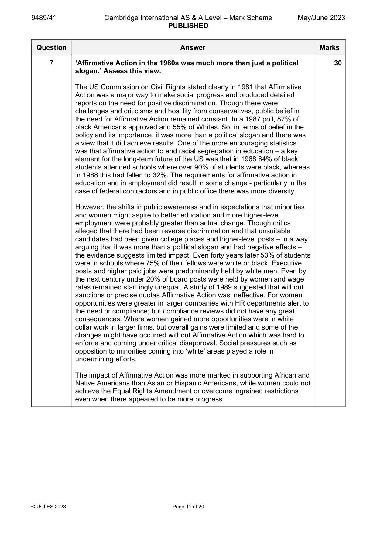 Mark scheme, page 11 of 20