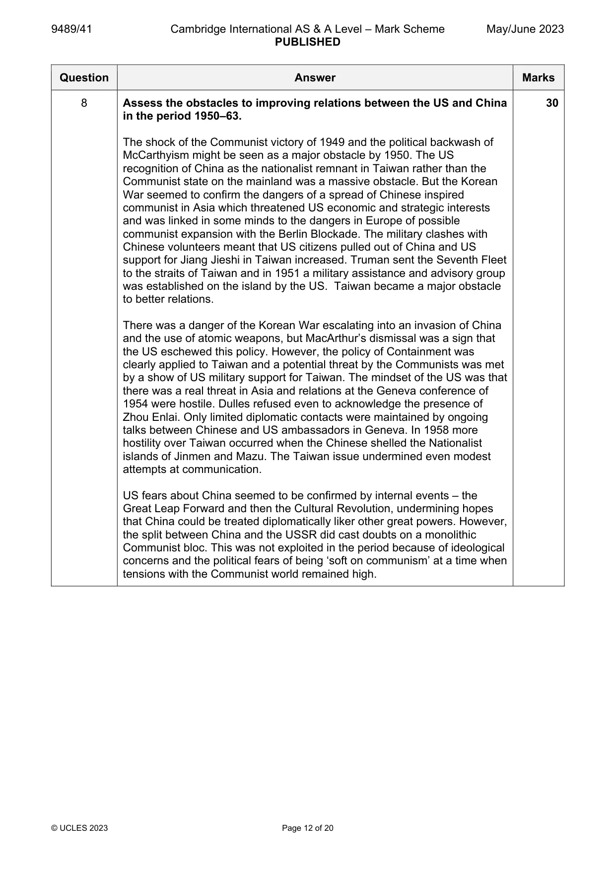 Mark scheme, page 12 of 20