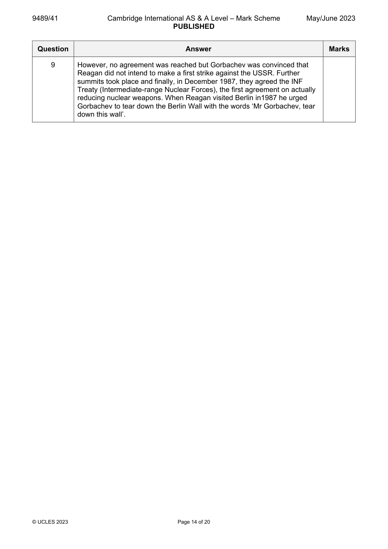 Mark scheme, page 14 of 20