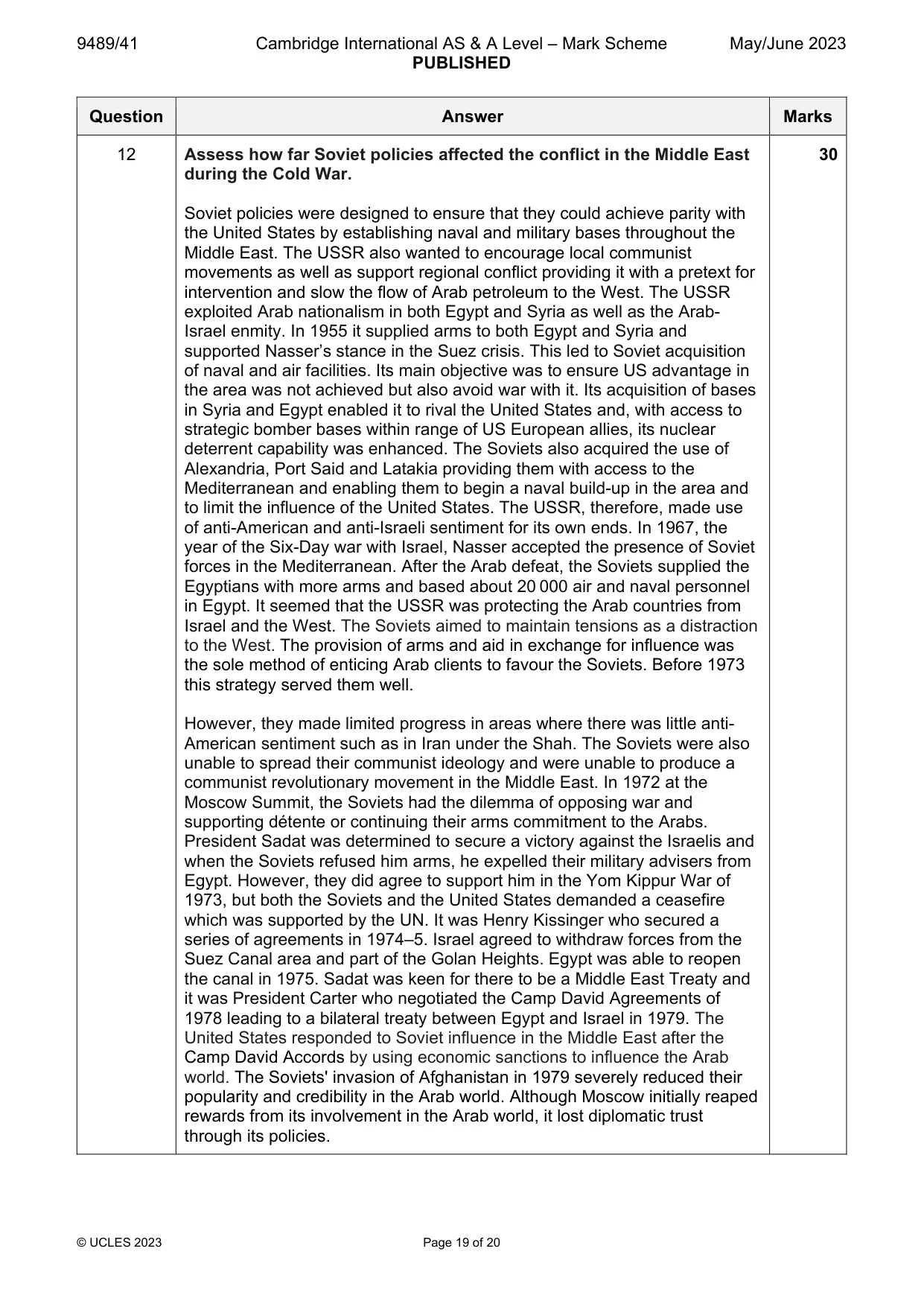 Mark scheme, page 19 of 20
