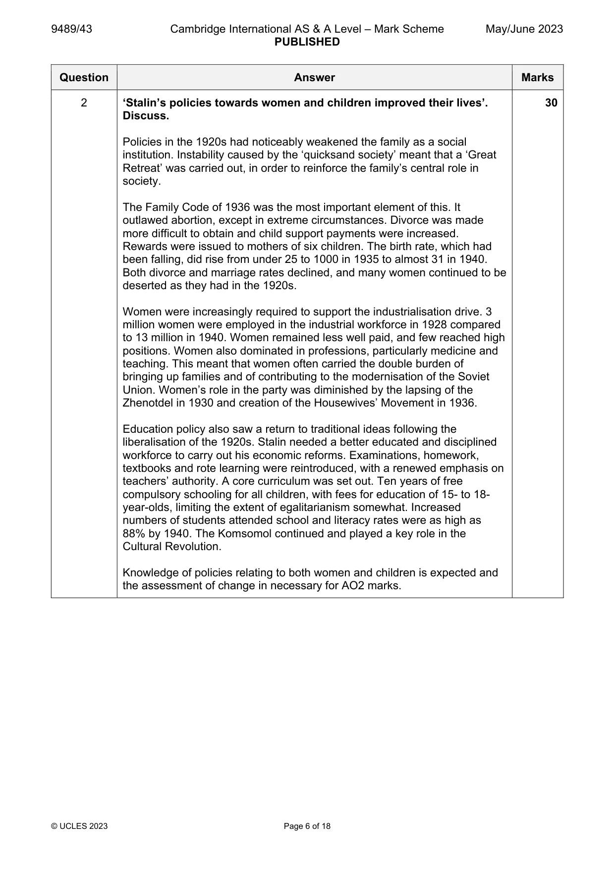 Mark scheme, page 6 of 18