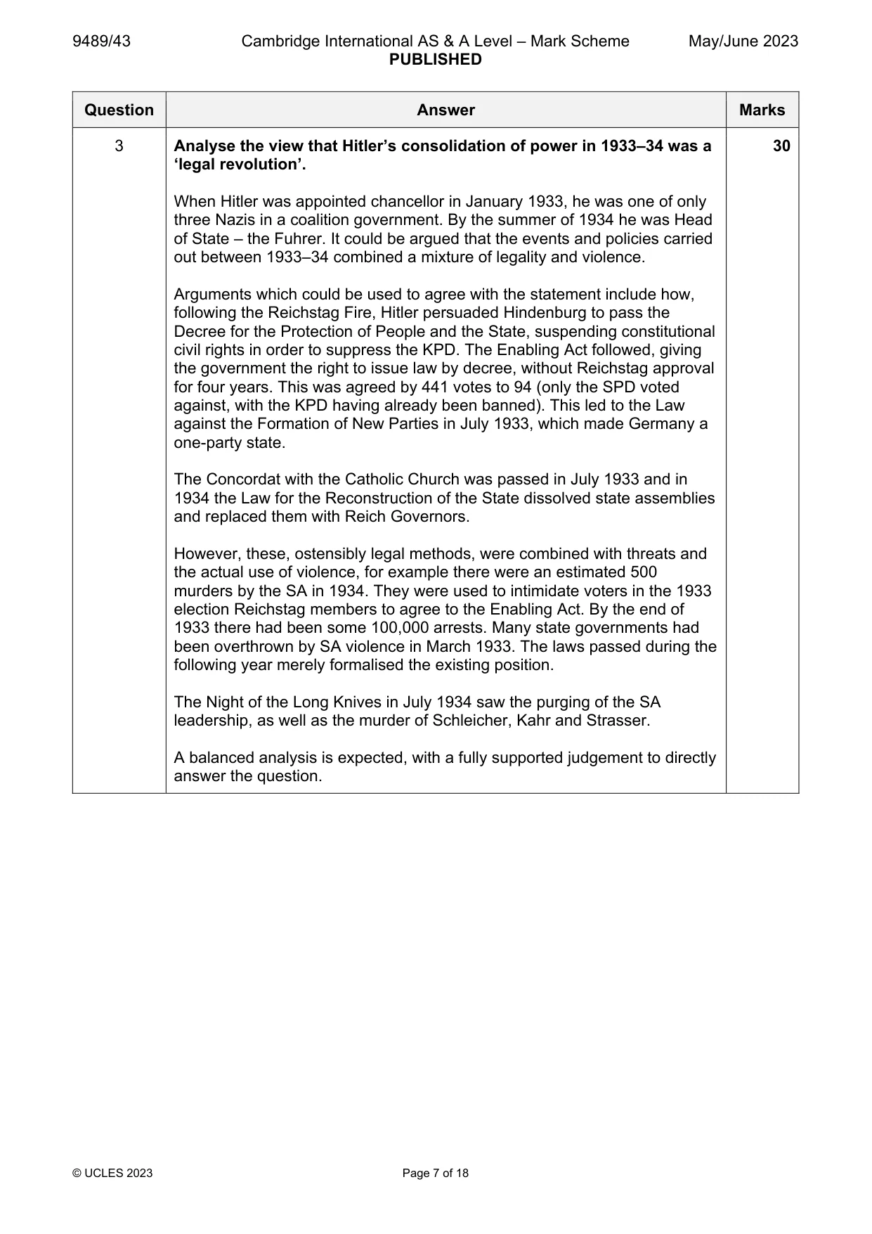 Mark scheme, page 7 of 18