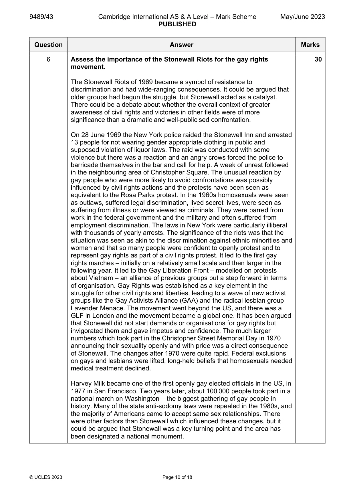 Mark scheme, page 10 of 18
