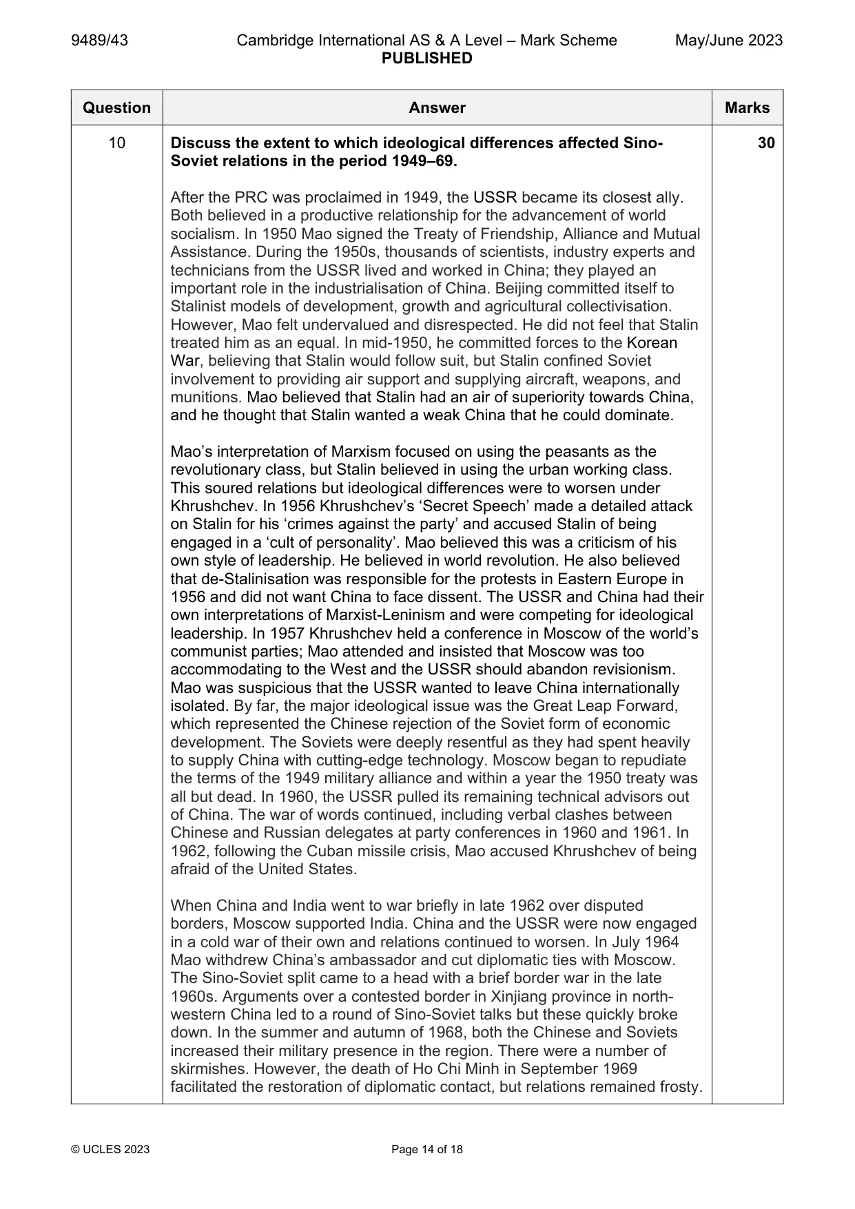 Mark scheme, page 14 of 18