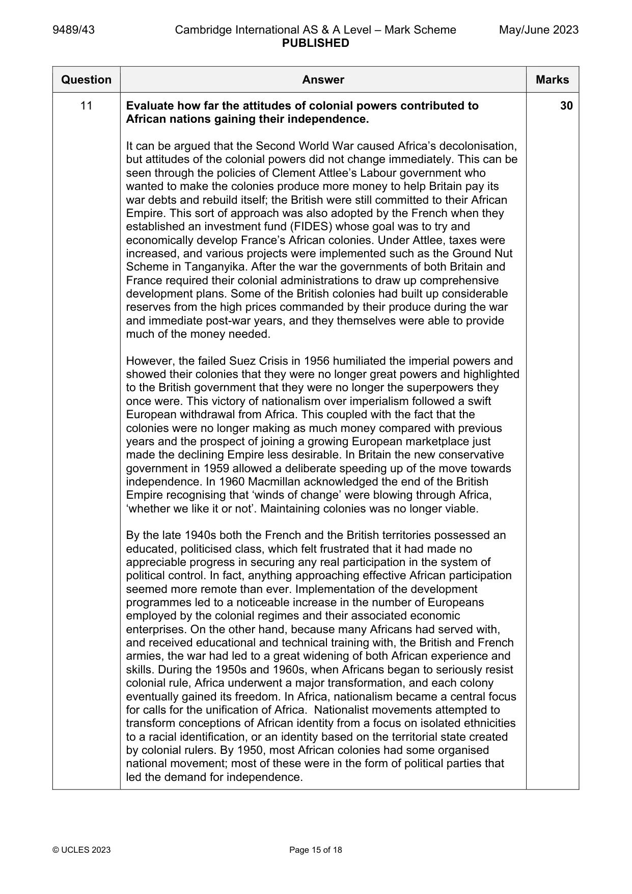 Mark scheme, page 15 of 18