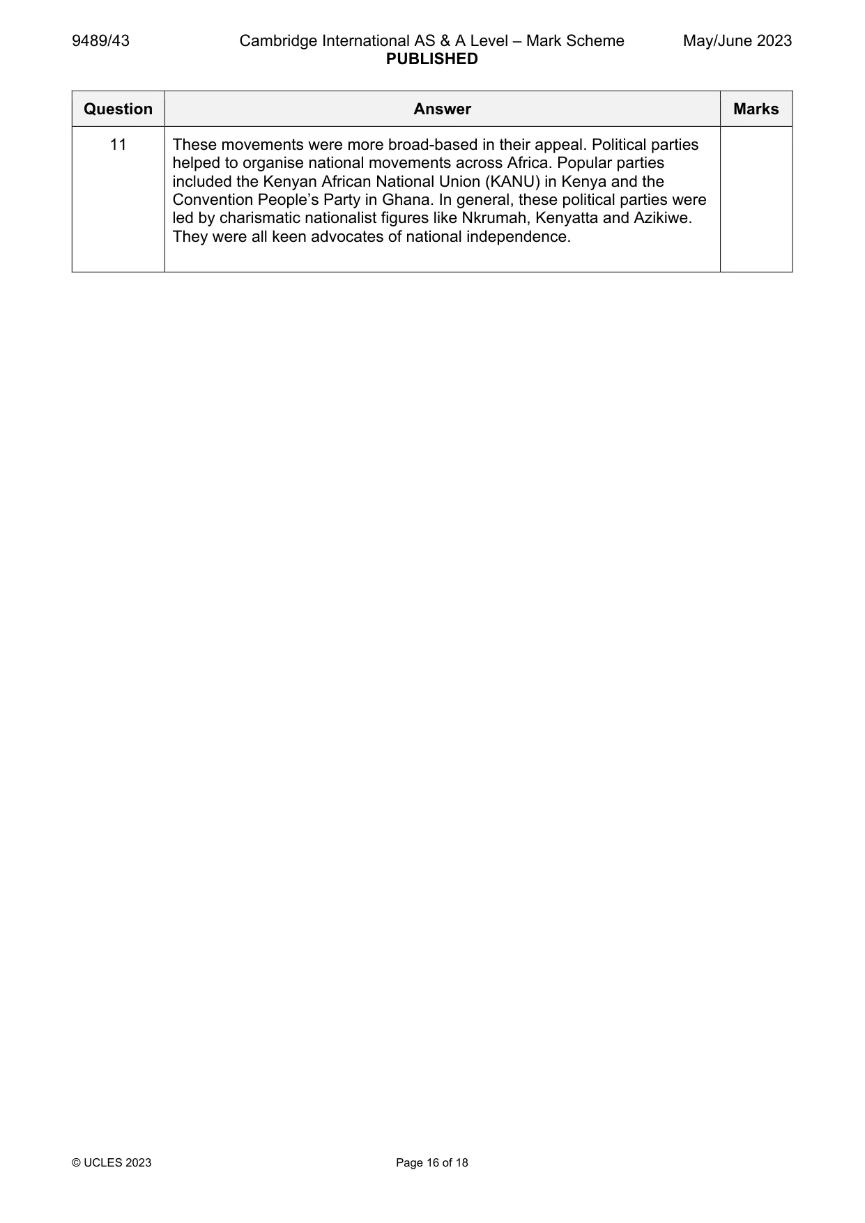 Mark scheme, page 16 of 18