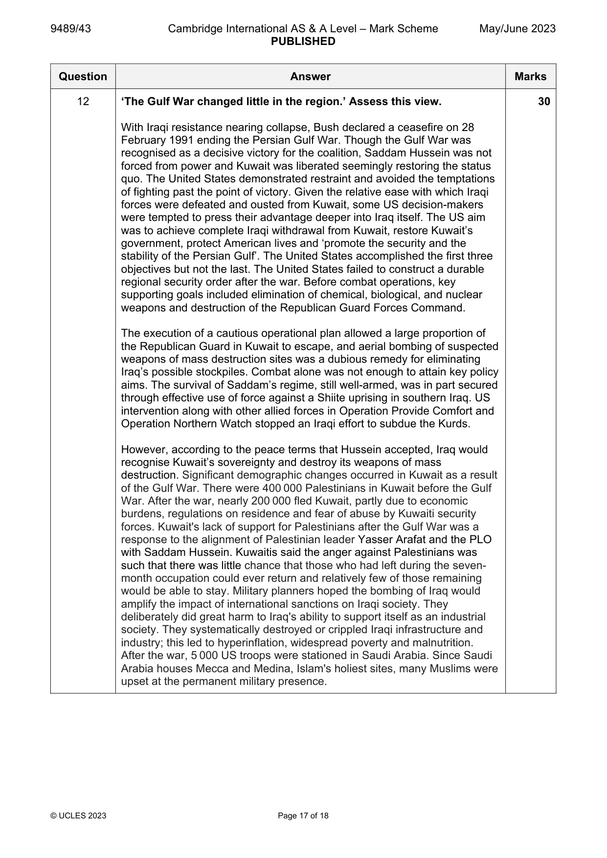 Mark scheme, page 17 of 18
