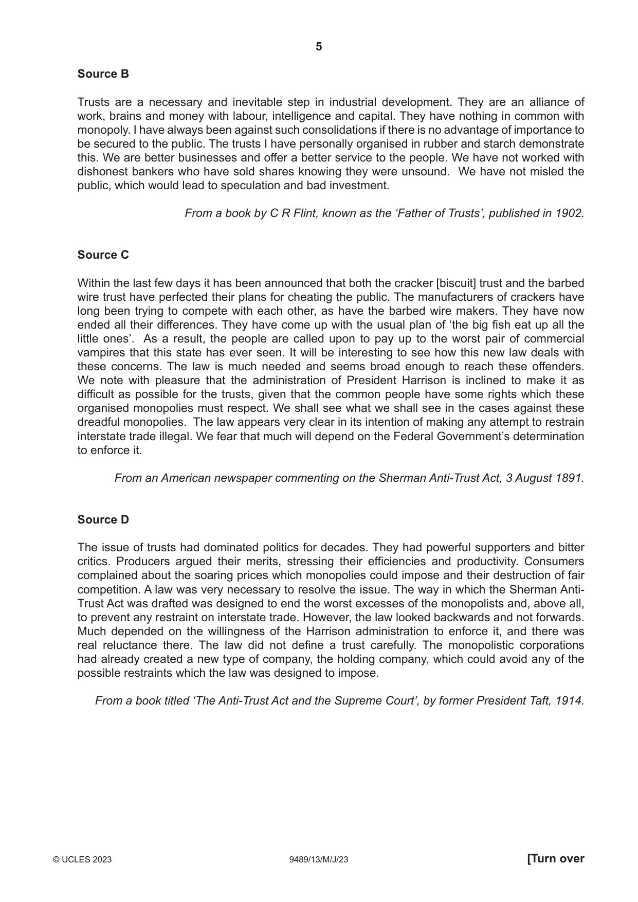 Cambridge A Level History 9489 2023 May/June Paper 1 · Variant 3 question paper, page 5 of 8