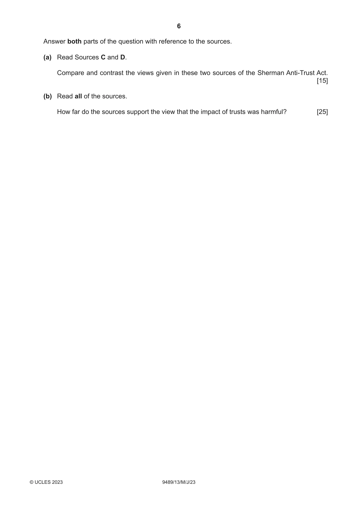 Cambridge A Level History 9489 2023 May/June Paper 1 · Variant 3 question paper, page 6 of 8