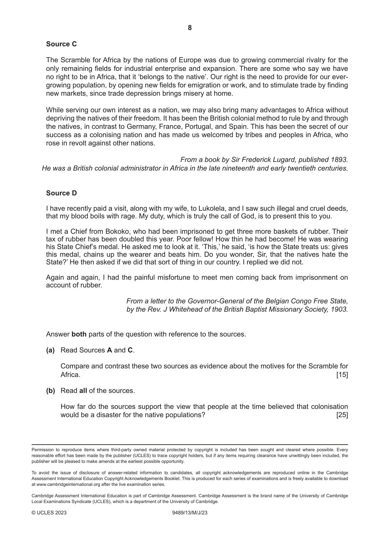 Cambridge A Level History 9489 2023 May/June Paper 1 · Variant 3 question paper, page 8 of 8