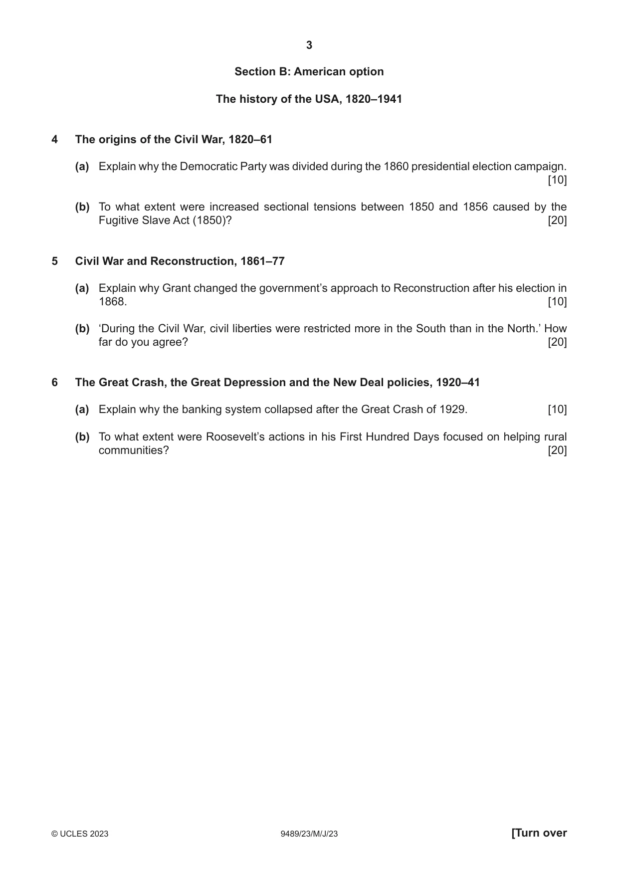 Cambridge A Level History 9489 2023 May/June Paper 2 · Variant 3 question paper, page 3 of 4