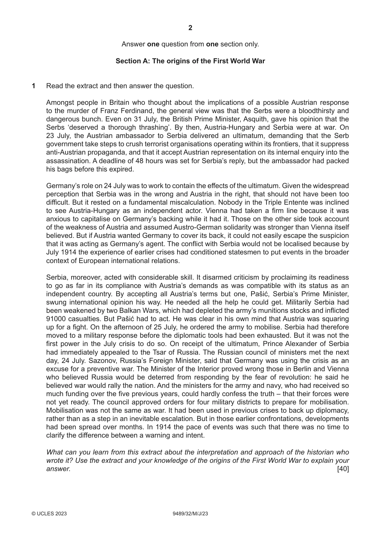Cambridge A Level History 9489 2023 May/June Paper 3 · Variant 2 question paper, page 2 of 4