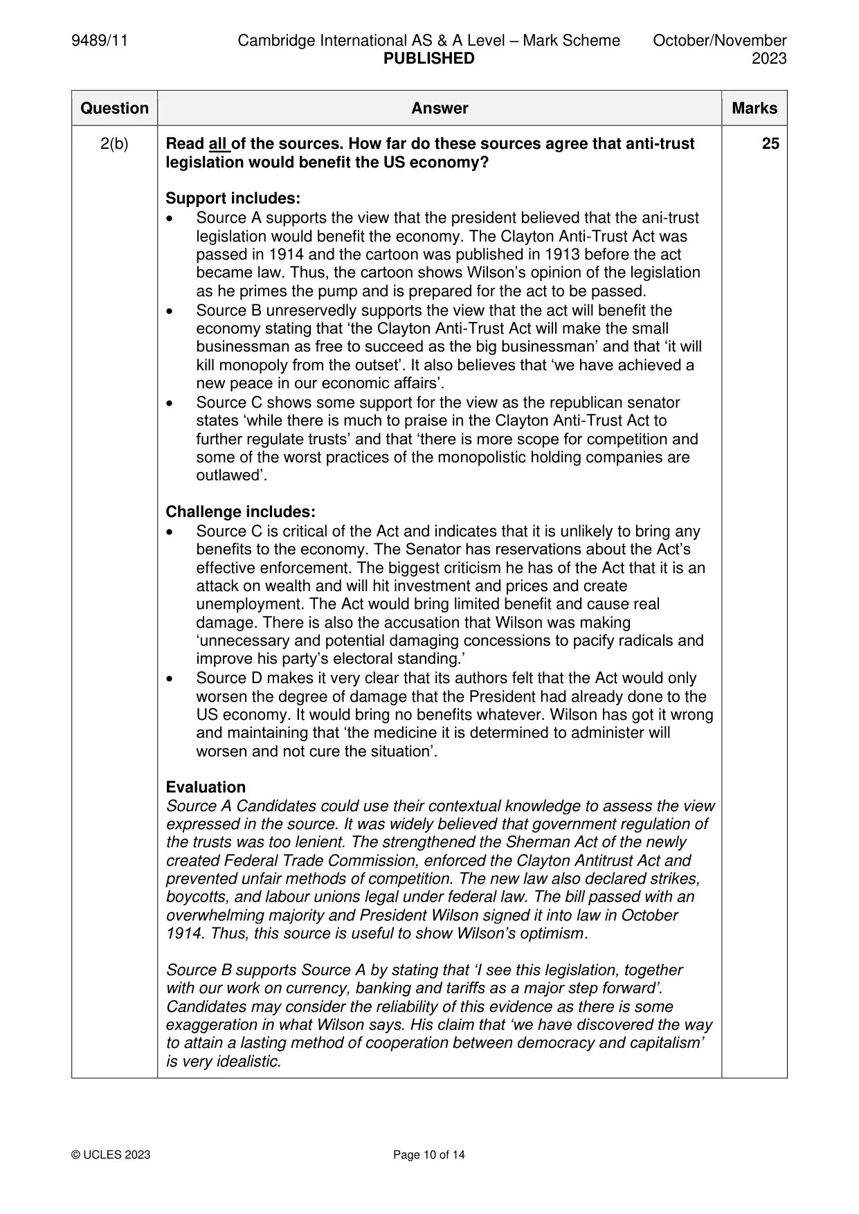 Mark scheme, page 10 of 14